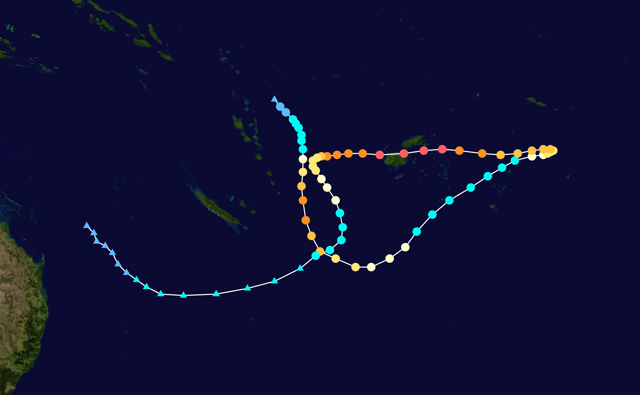 사이클론 윈스턴의 경로