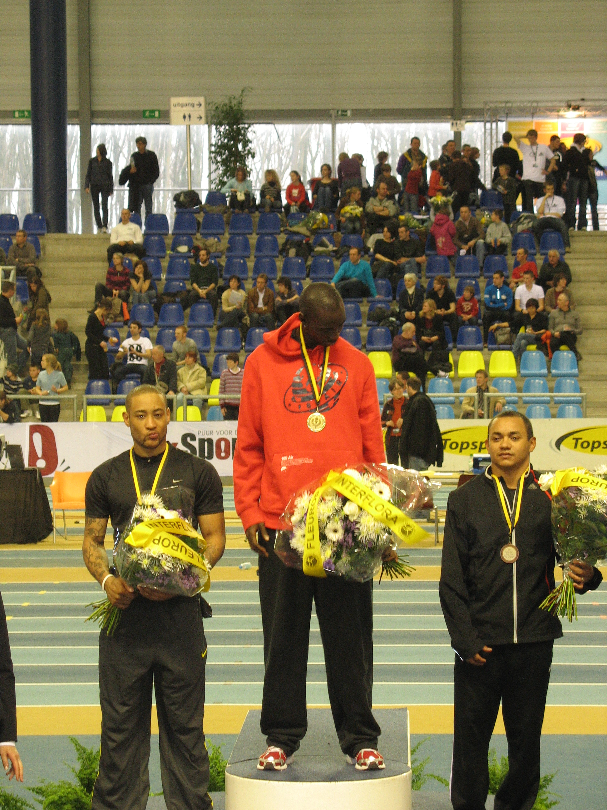 Jaysuma Saidy Ndure (middle) on the podium in Ghent, 2008