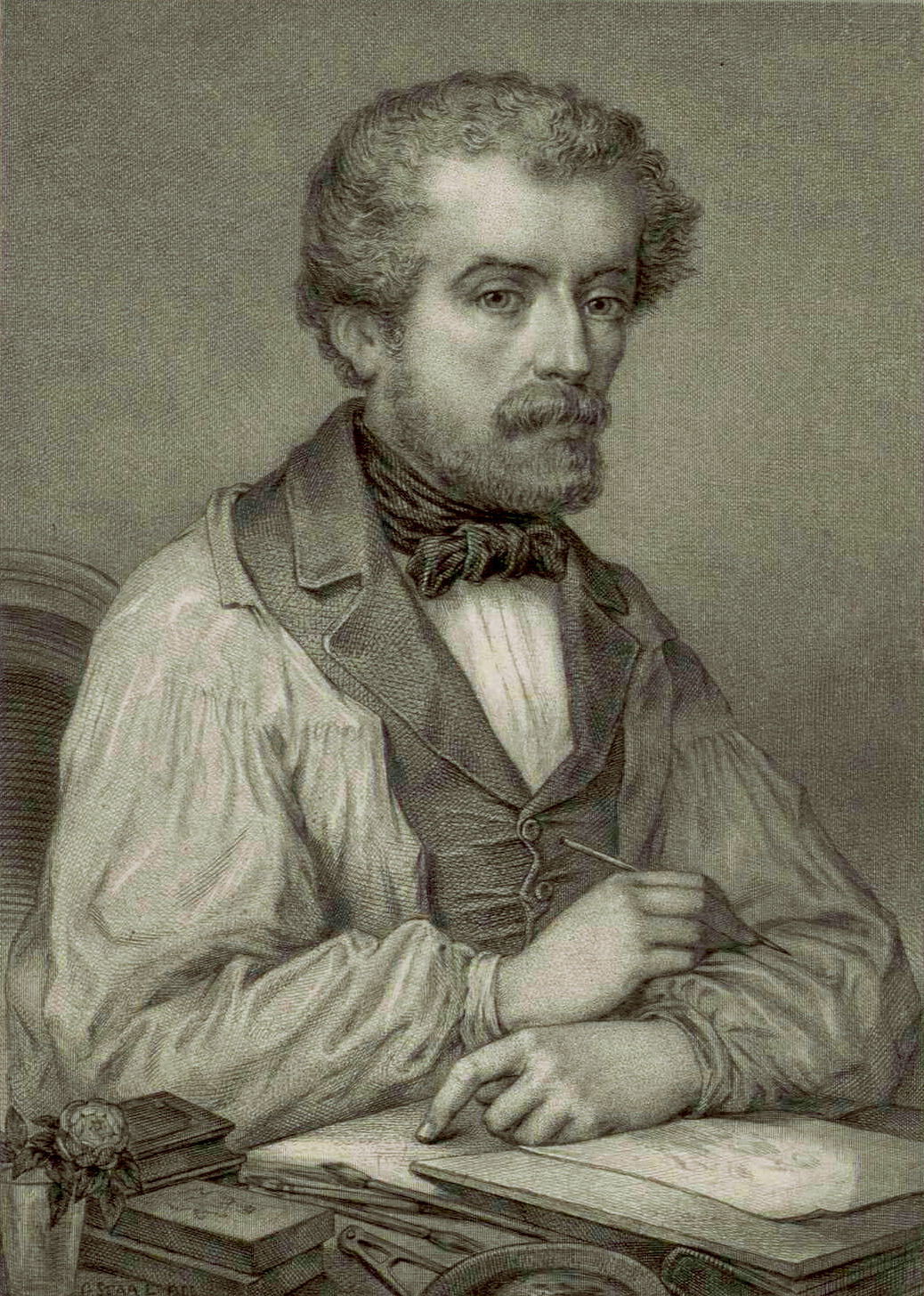 피에르 귀스타브 스탈의 그랑빌 사후 초상화 (1850년경), 판화, 28.4 cm x 19 cm