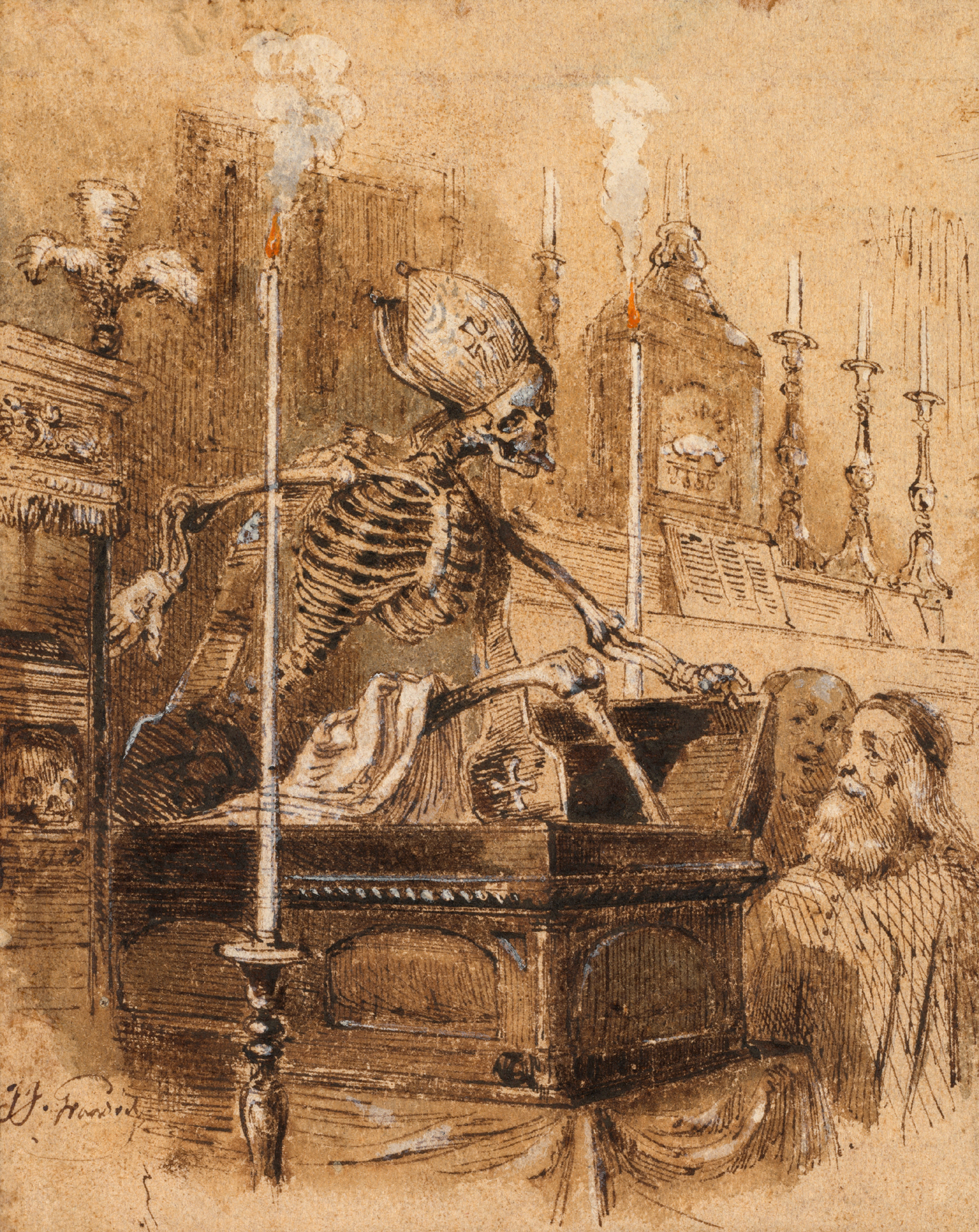 『遺物』(1835年頃)、ペンとインク、グワッシュ、11.8 cm x 9.4 cm、クリーブランド美術館。