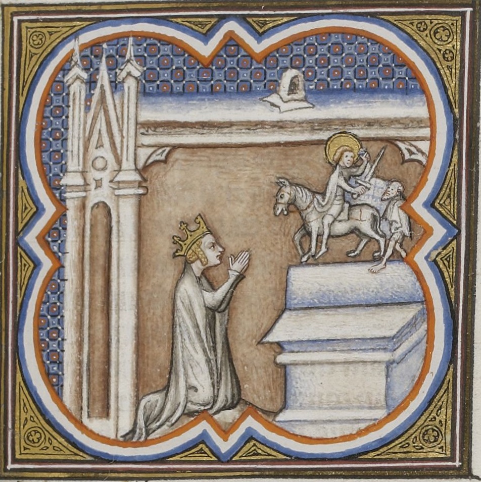 St Clotilde at prayer (illuminated initial)