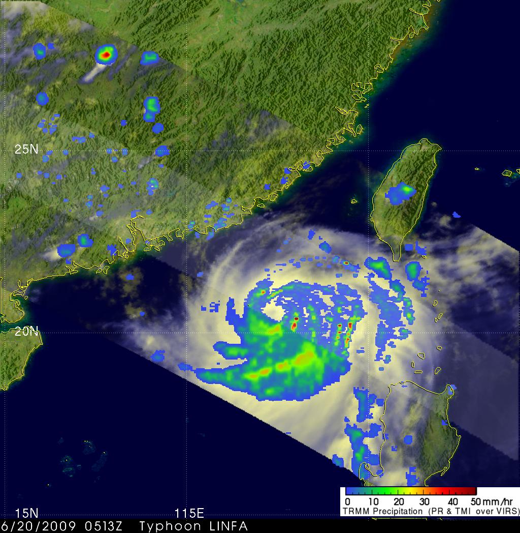 TRMM이 촬영한 6월 20일의 강한 열대폭풍 린파