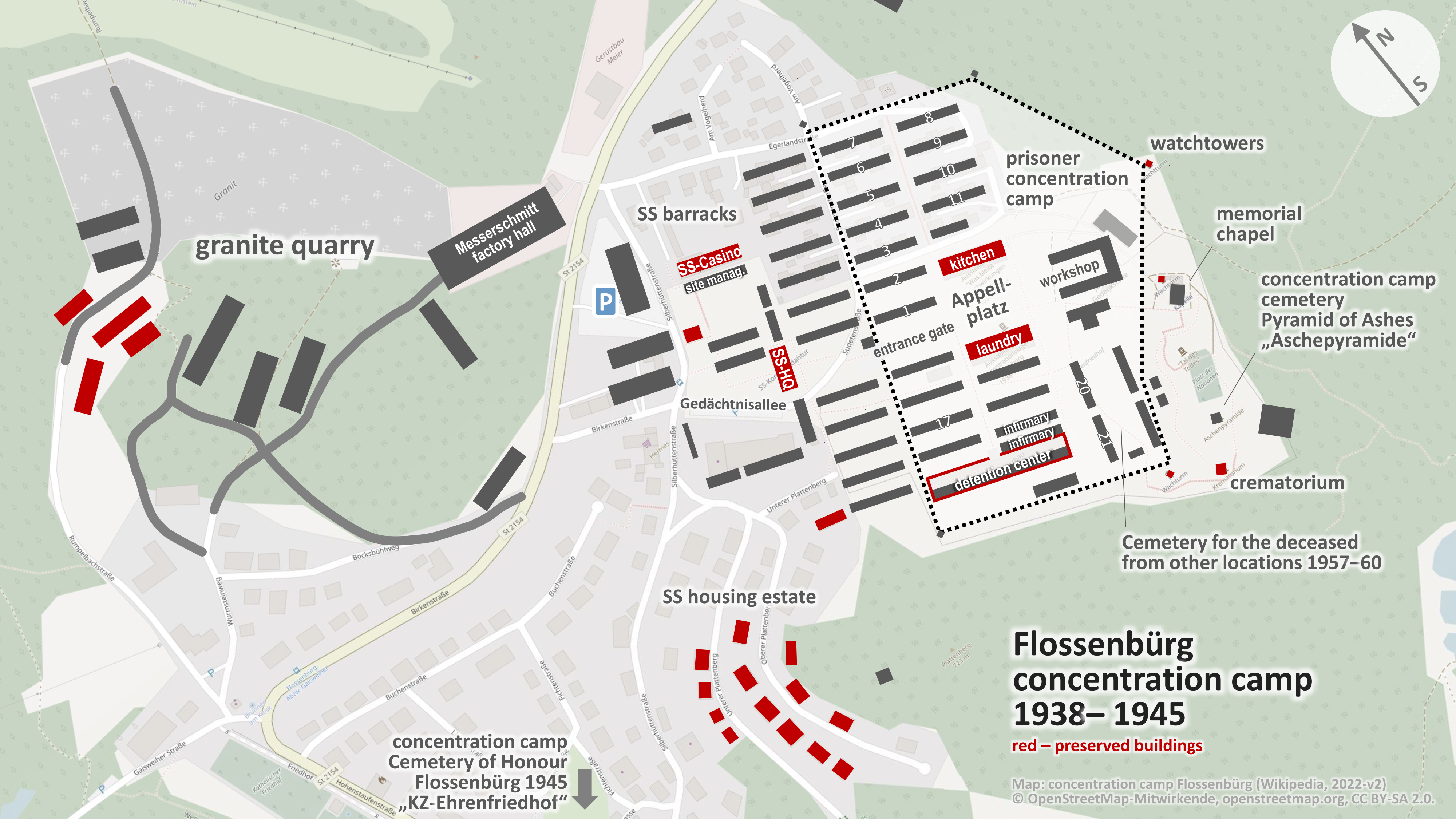 2022년 위키백과 지도에 따른 강제 수용소 지도