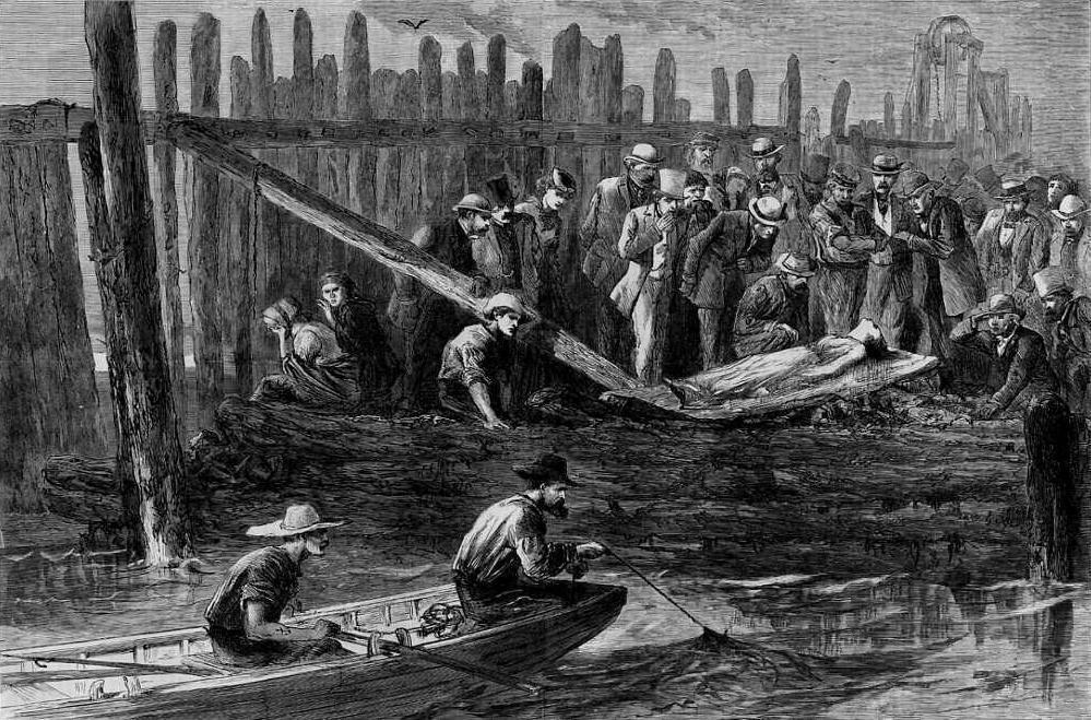 1871년 목판화에 묘사된 Westfield 보일러 폭발