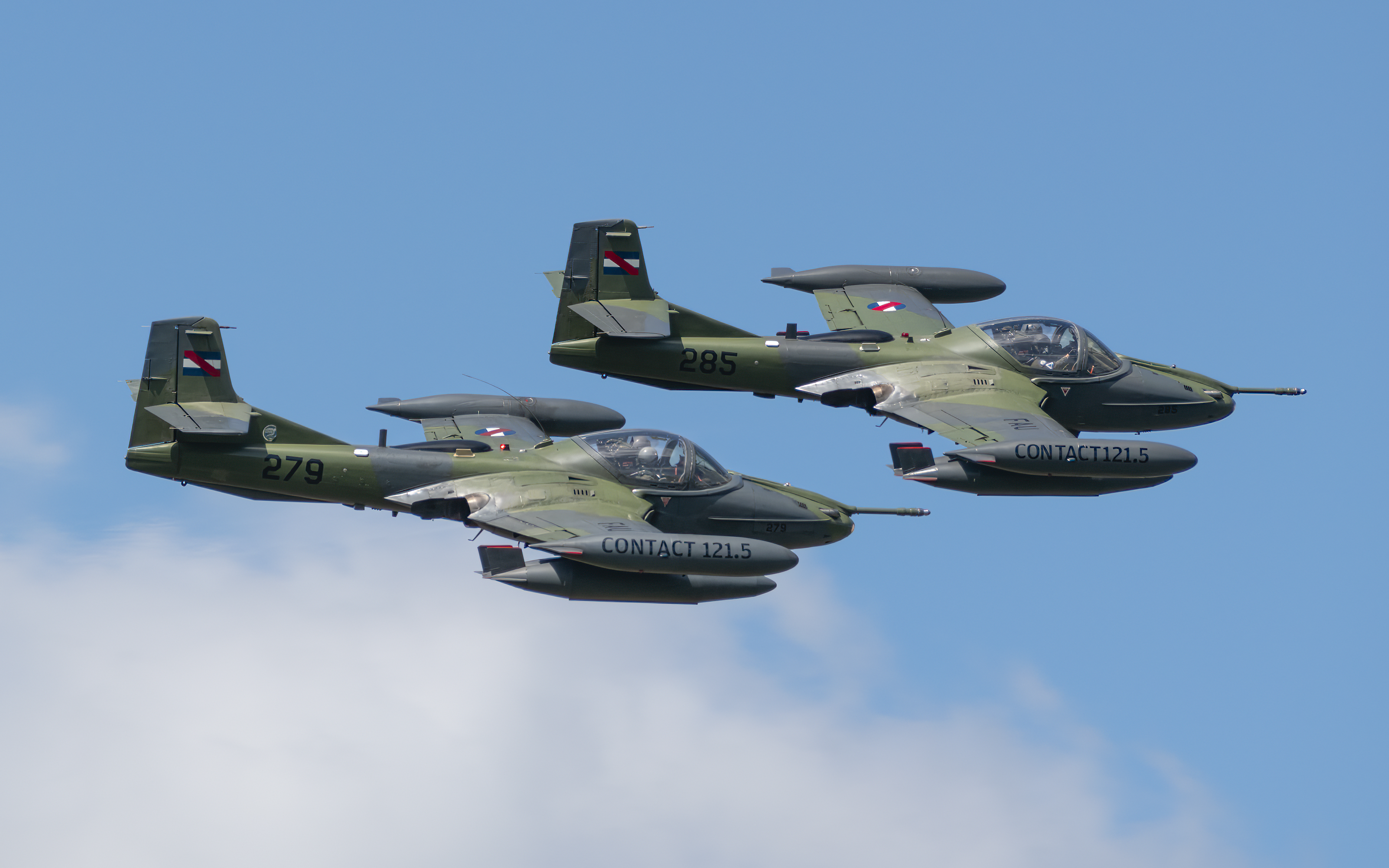 Two Cessna A-37 Dragonfly aircraft of the Uruguayan Air Force in formation.