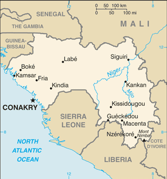 Bản đồ Guinée.
