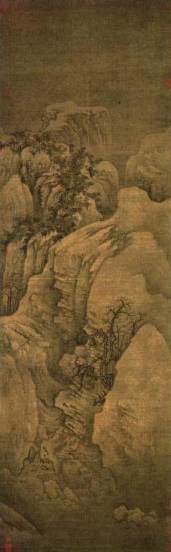 설산 (雪山), 상하이 박물관 소장. 곽희는 북송 산수화를 대표하는 화가로 겨울의 산, 강, 숲을 묘사하는 것으로 유명했다. 이 작품은 눈으로 덮인 깊고 고요한 산골짜기와 험준한 절벽에서 살아남기 위해 고군분투하는 몇몇 오래된 나무의 풍경을 보여준다. 옅은 먹과 웅장한 구성을 사용하여 그의 개방적이고 높은 예술적 개념을 표현한 곽희의 걸작이다.