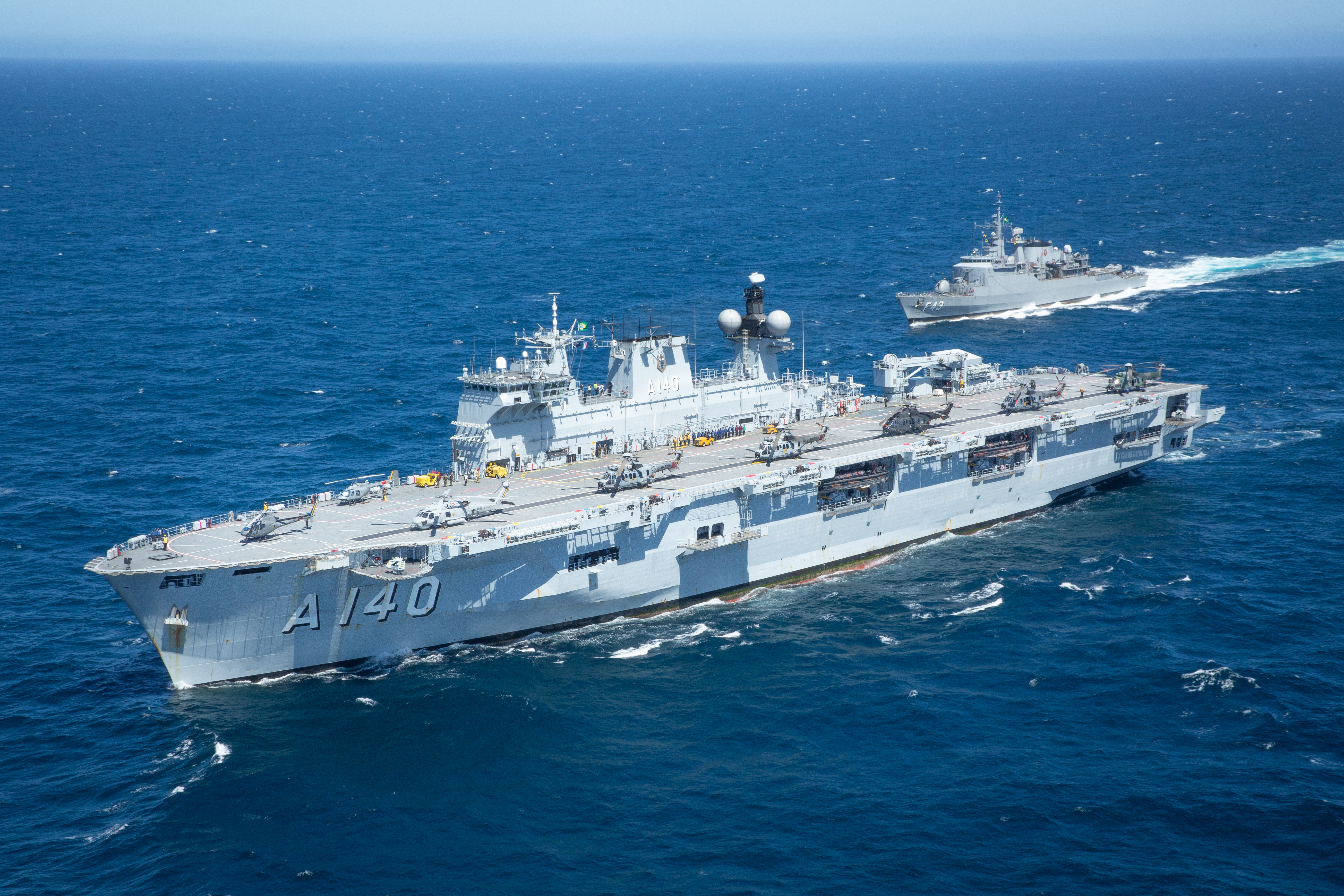 Brazilian Navy's flagship PHM Atlântico and frigate Liberal (F-43) (background).