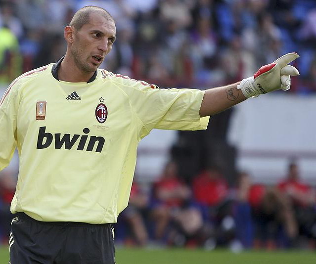 Abbiati in 2008 during his loan spell at Atlético Madrid or shortly after returning to AC Milan.