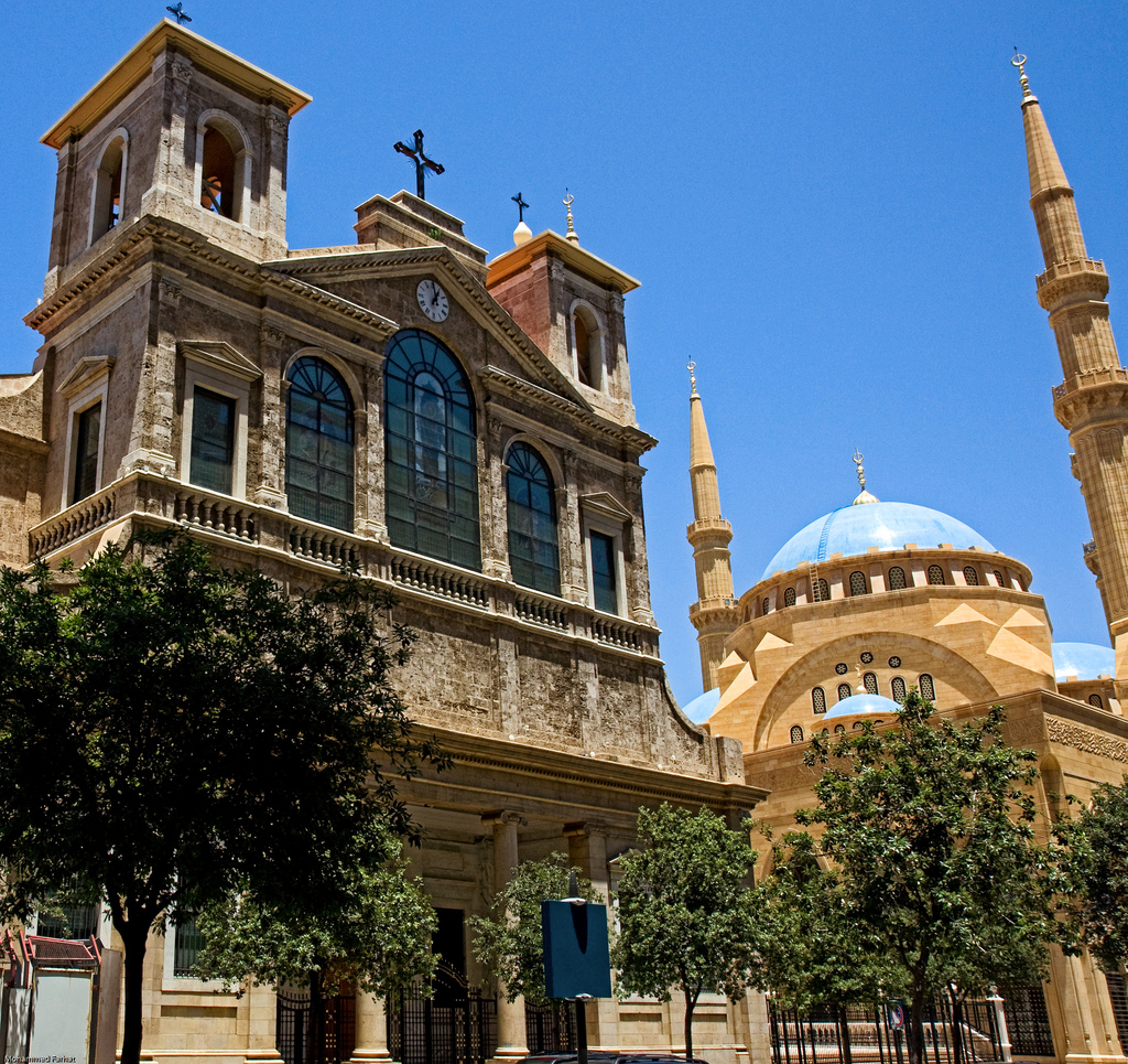 Katedral Saint George Maronite dan Masjid Mohammad Al-Amin, Beirut.