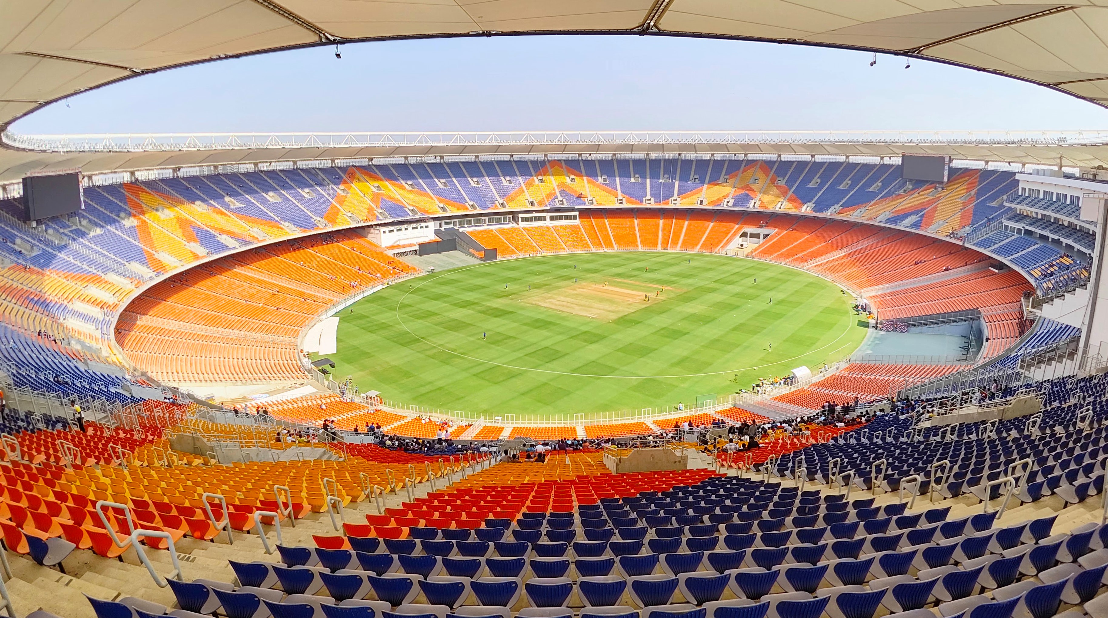 Narendra Modi Stadium, a cricket stadium in Ahmedabad, is the largest stadium in the world, with a seating capacity of 132,000 spectators, reflecting the immense popularity of cricket in India.