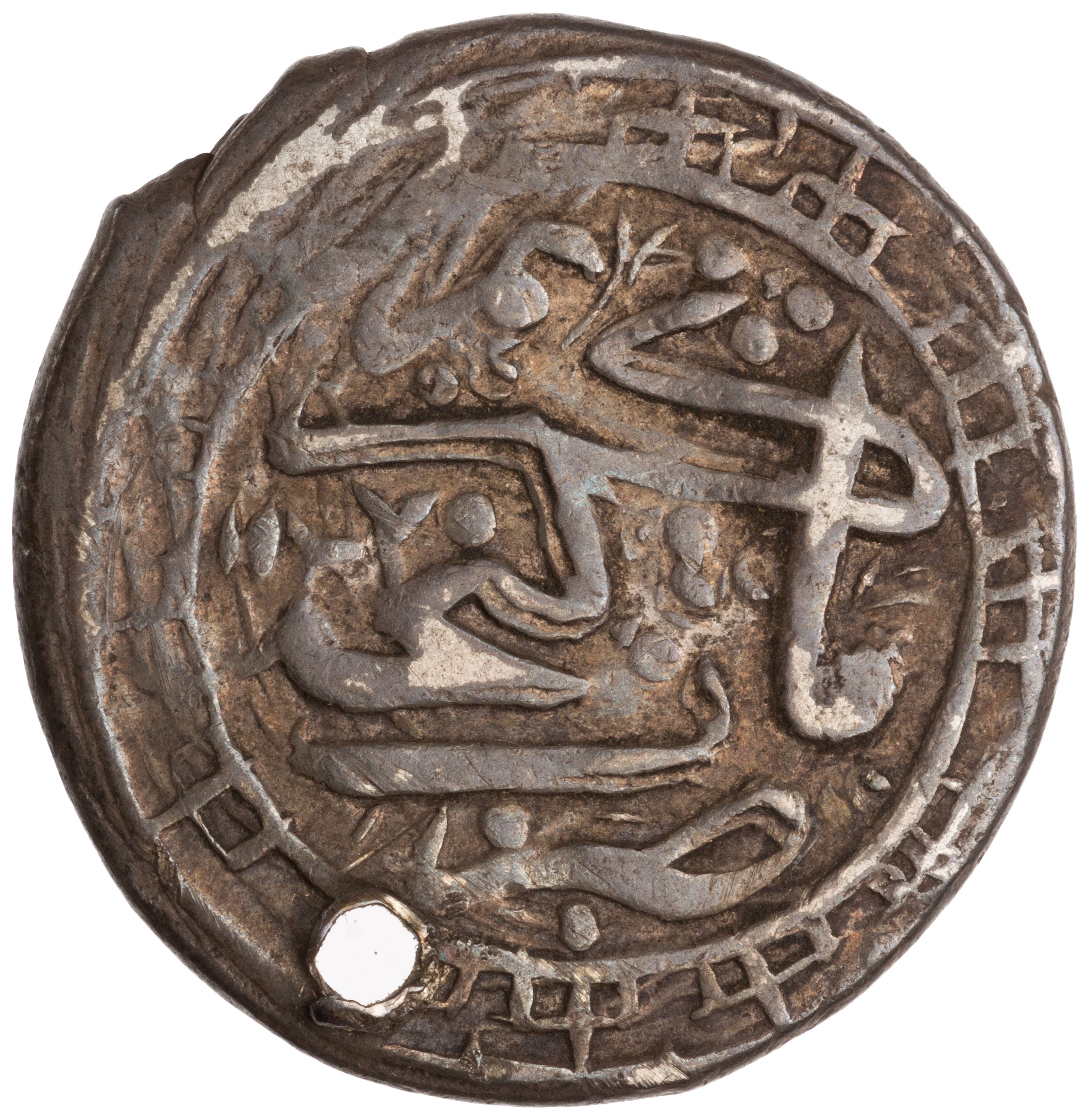 ギャンジャで1763年から1764年に鋳造されたカリーム・ハーン・ザンドの銀貨(表面)