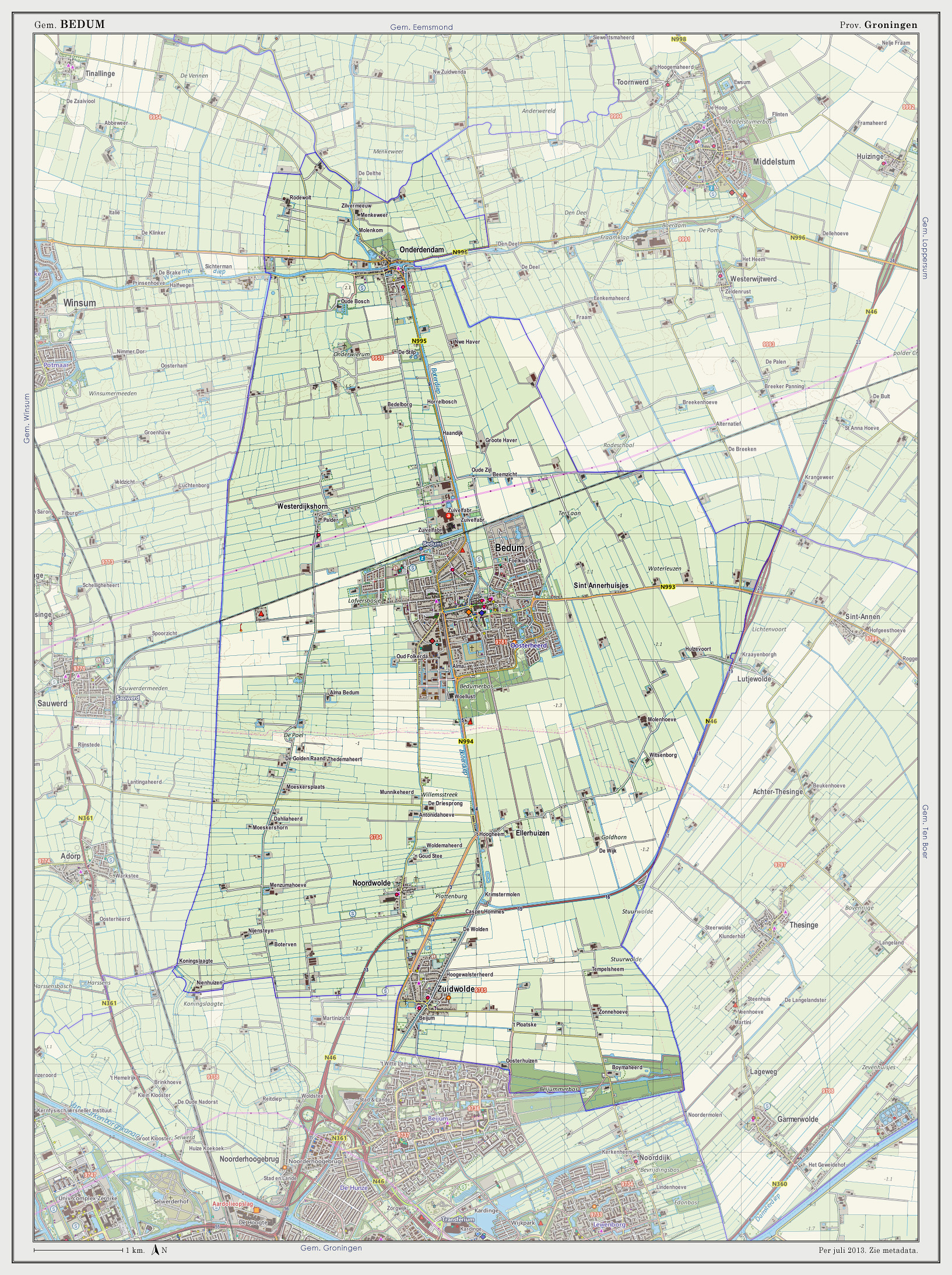 2013년에 제작된 베뒴 시의 지세도