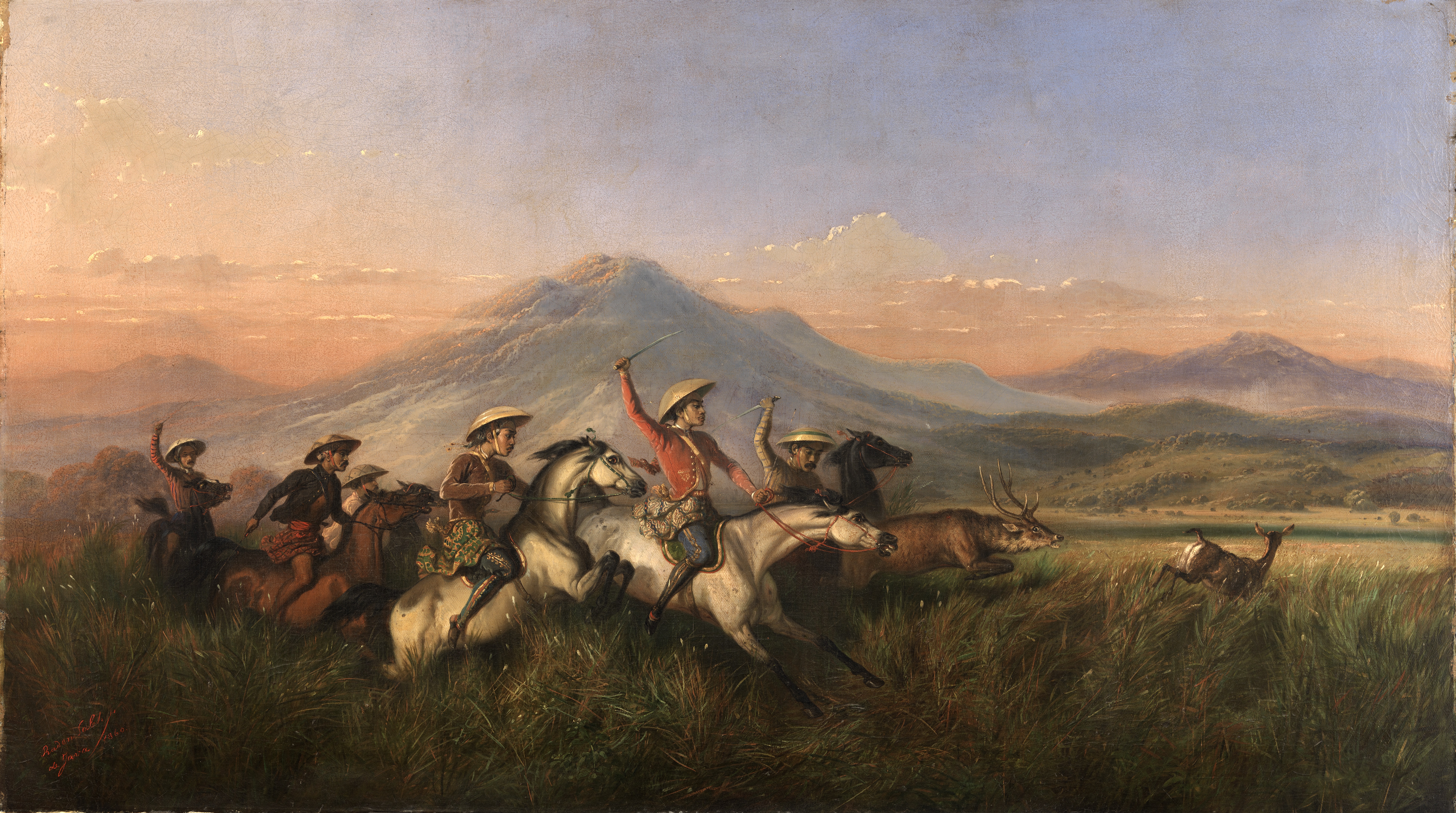 Sáu kỵ sĩ săn hươu (1860) của Raden Saleh.