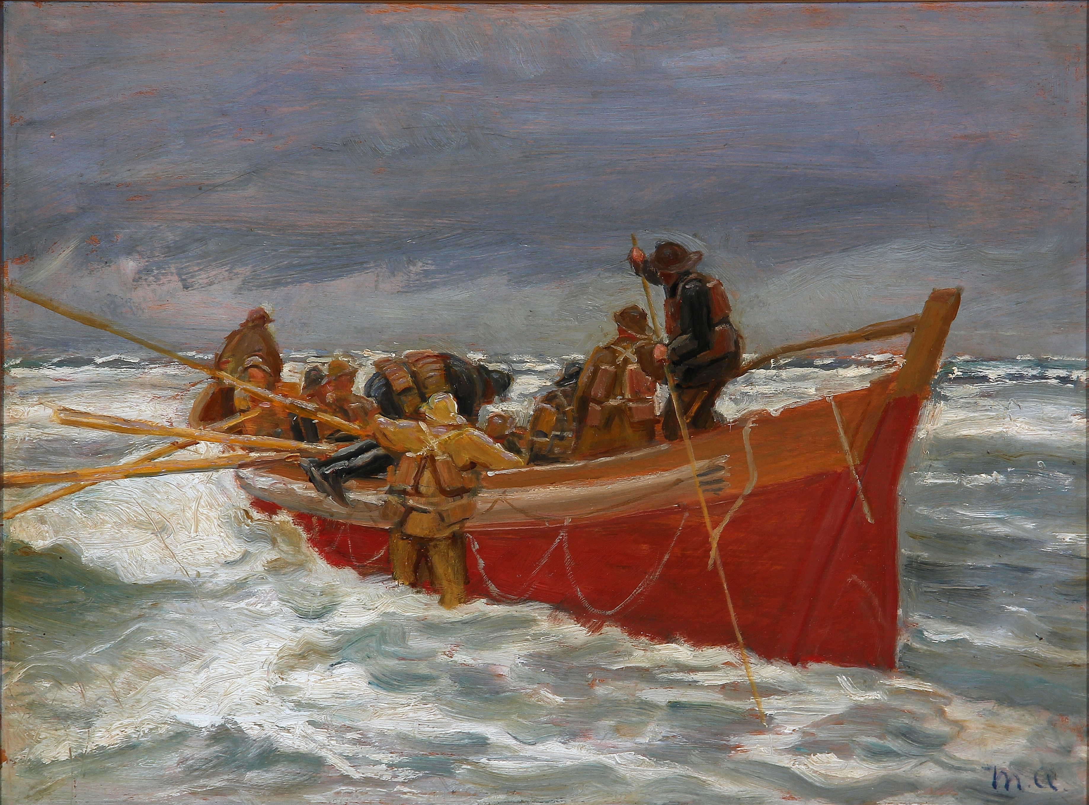 Bot penyelamat merah menuju ke laut (1885)