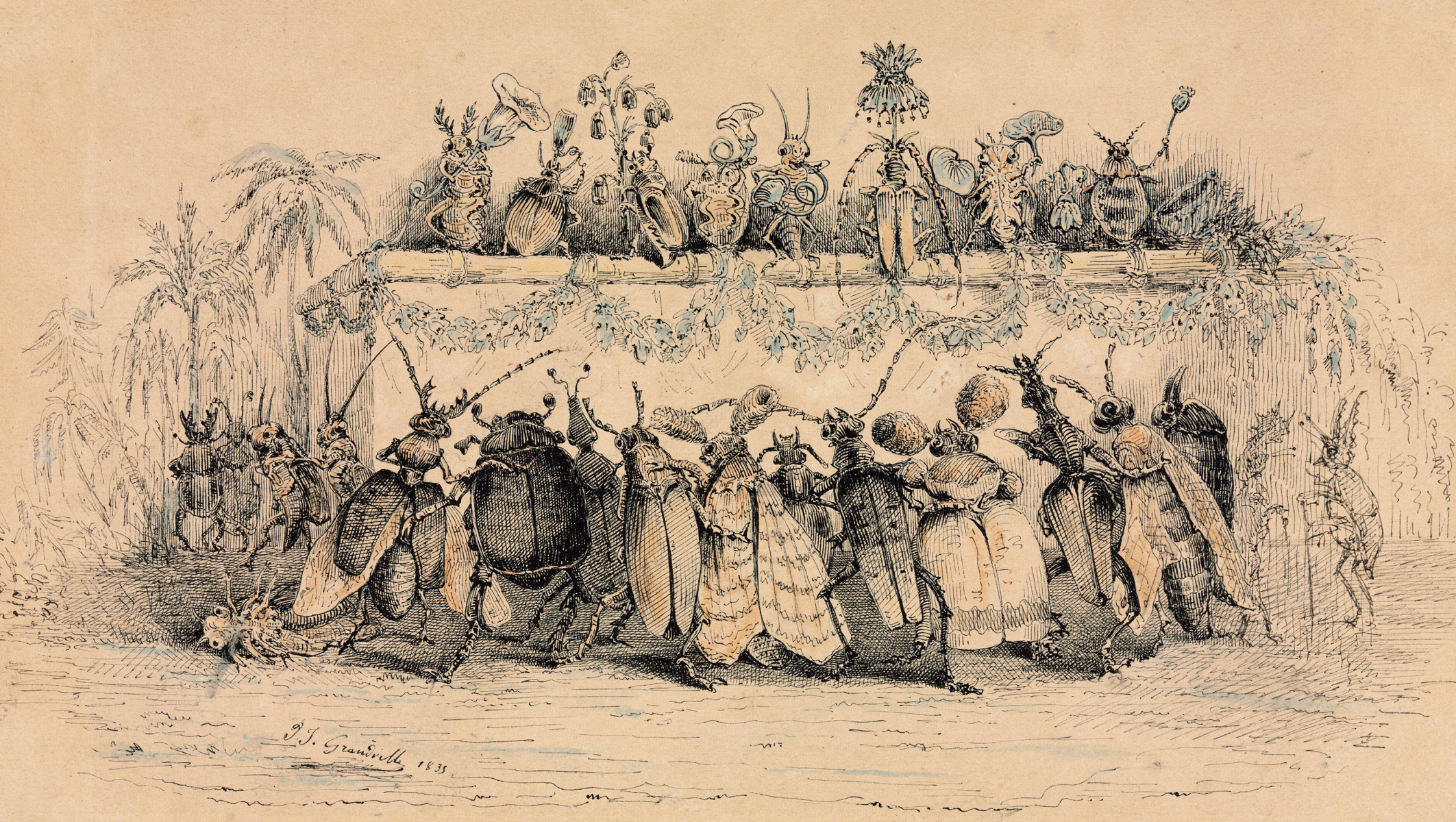 Pesta Serangga (1835), pena, dakwat, dan cat air, Cleveland Museum of Art.