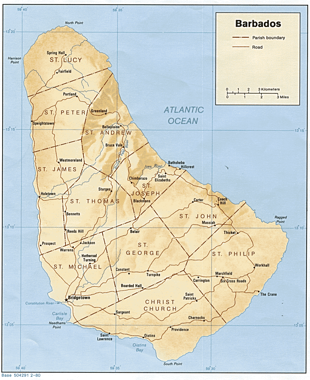 バルバドスの行政区画図