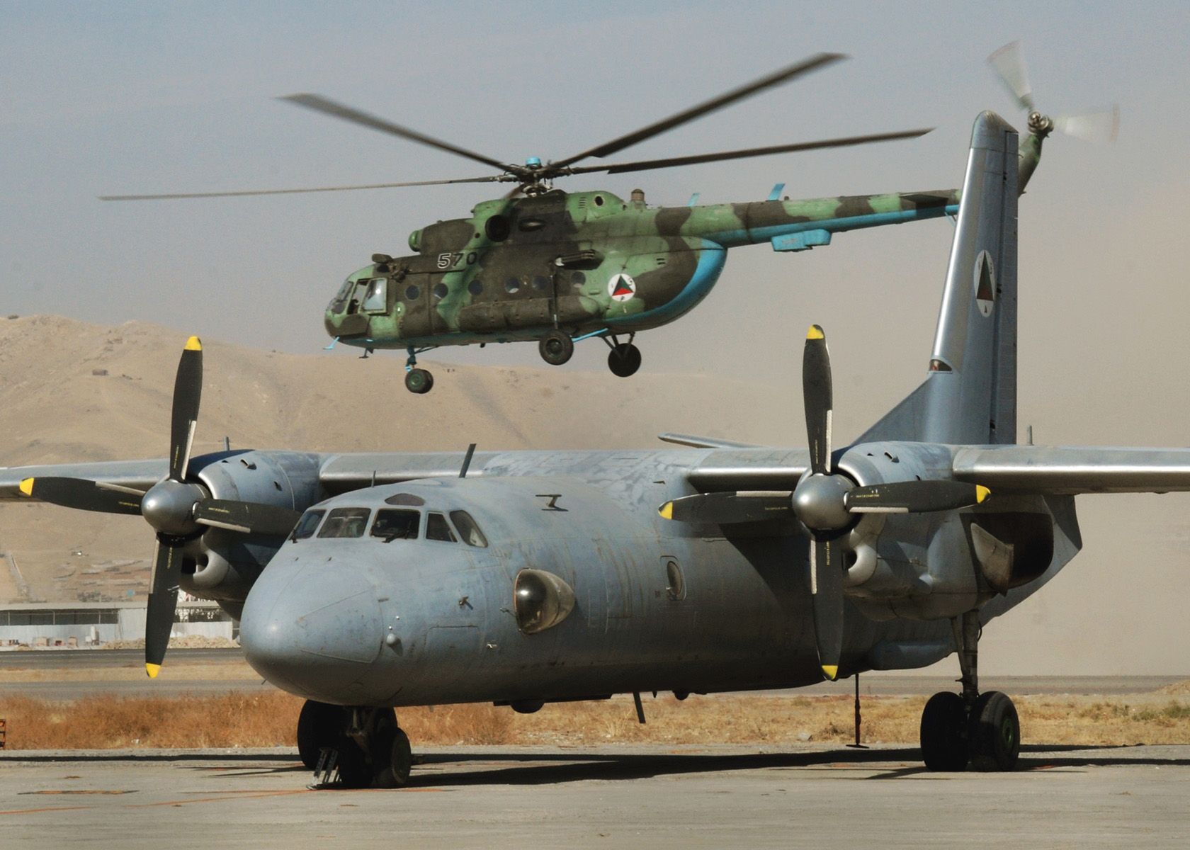  An AN-26 and a Mi-17, types of aircraft also utilized by the Nicaraguan Air Force.