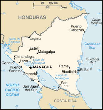 Bản đồ Nicaragua.