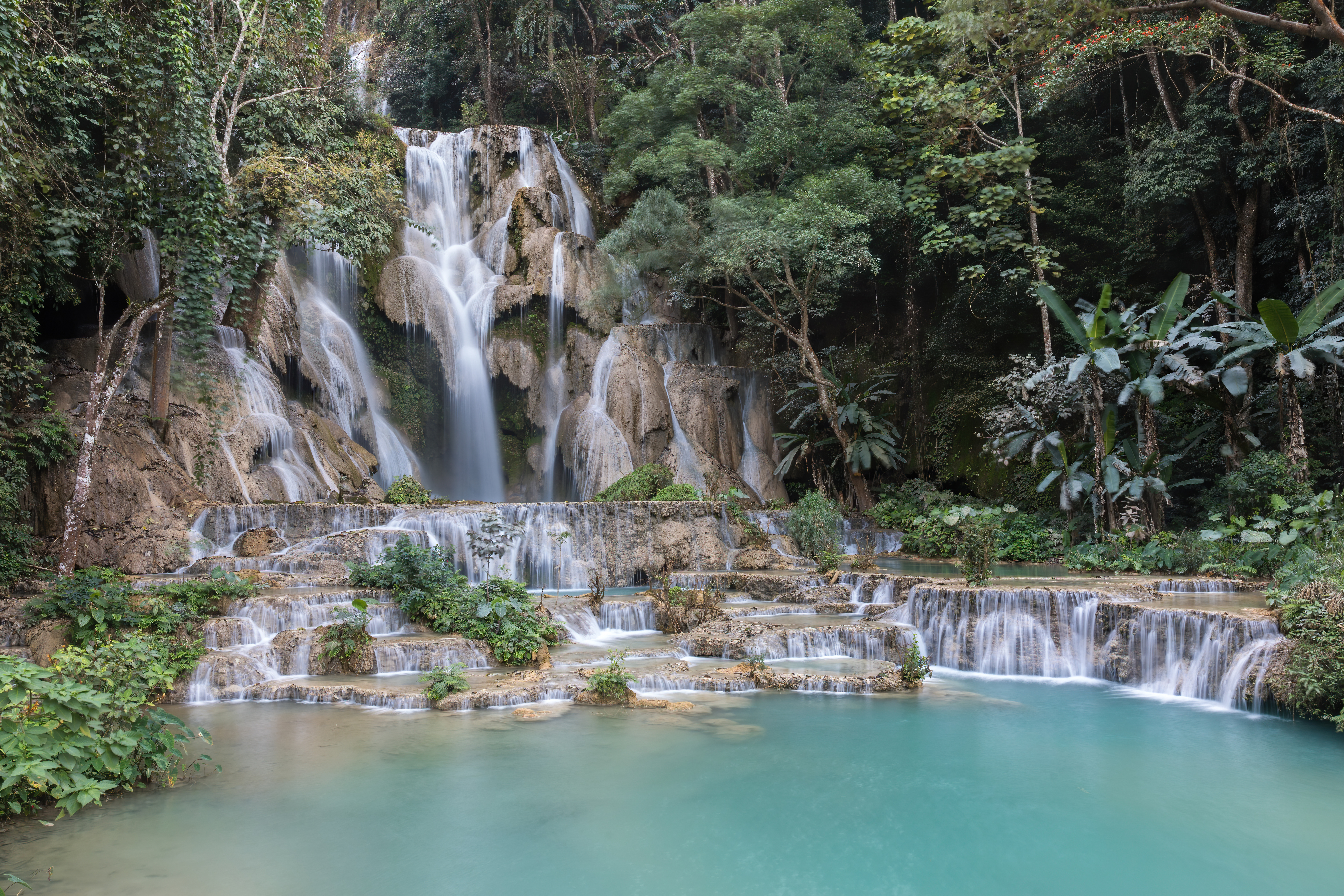 Kuang Si Falls, a major tourist attraction near Luang Prabang