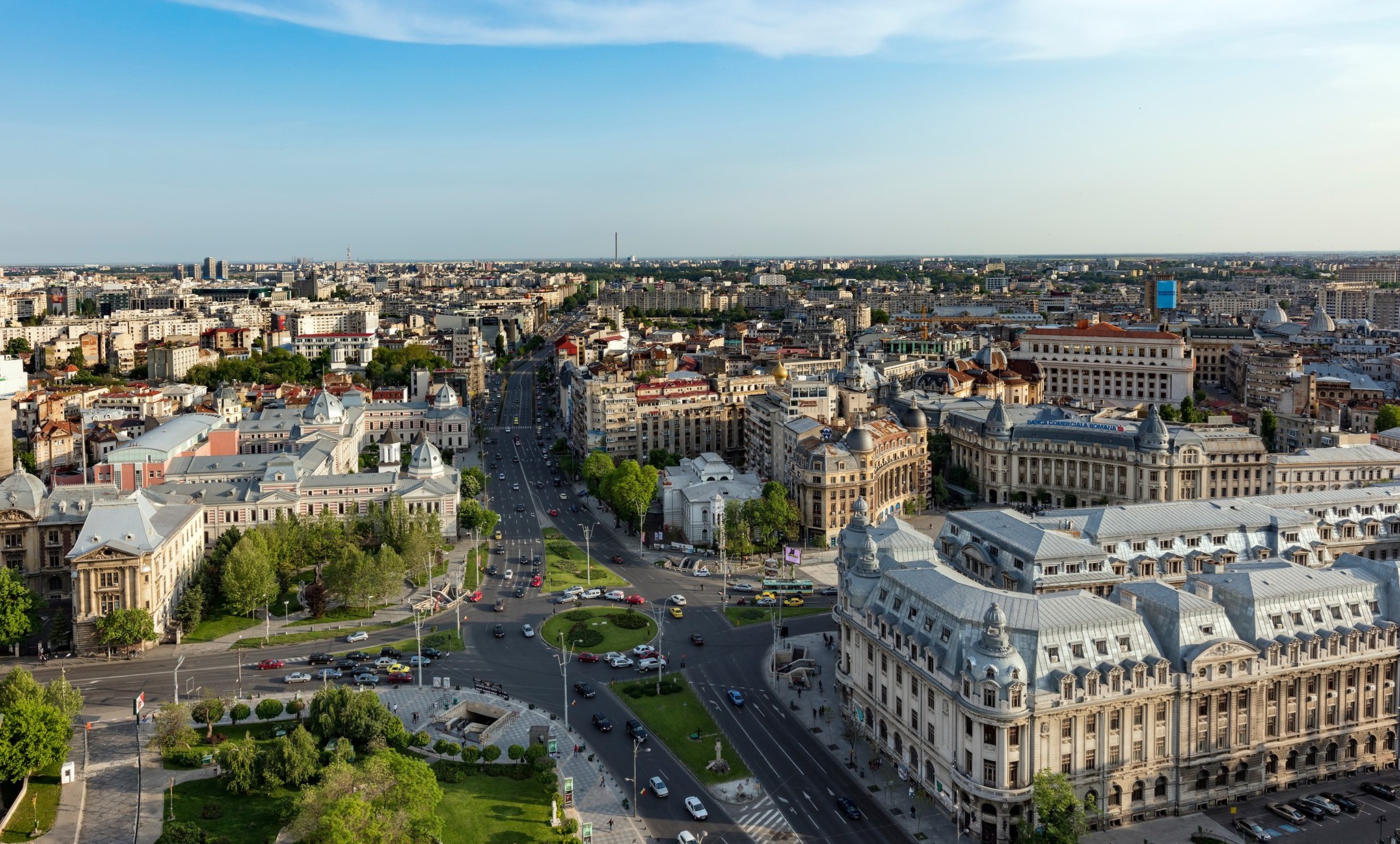 University Square in Bucharest, Romania's capital and largest city, a hub of cultural and political life.