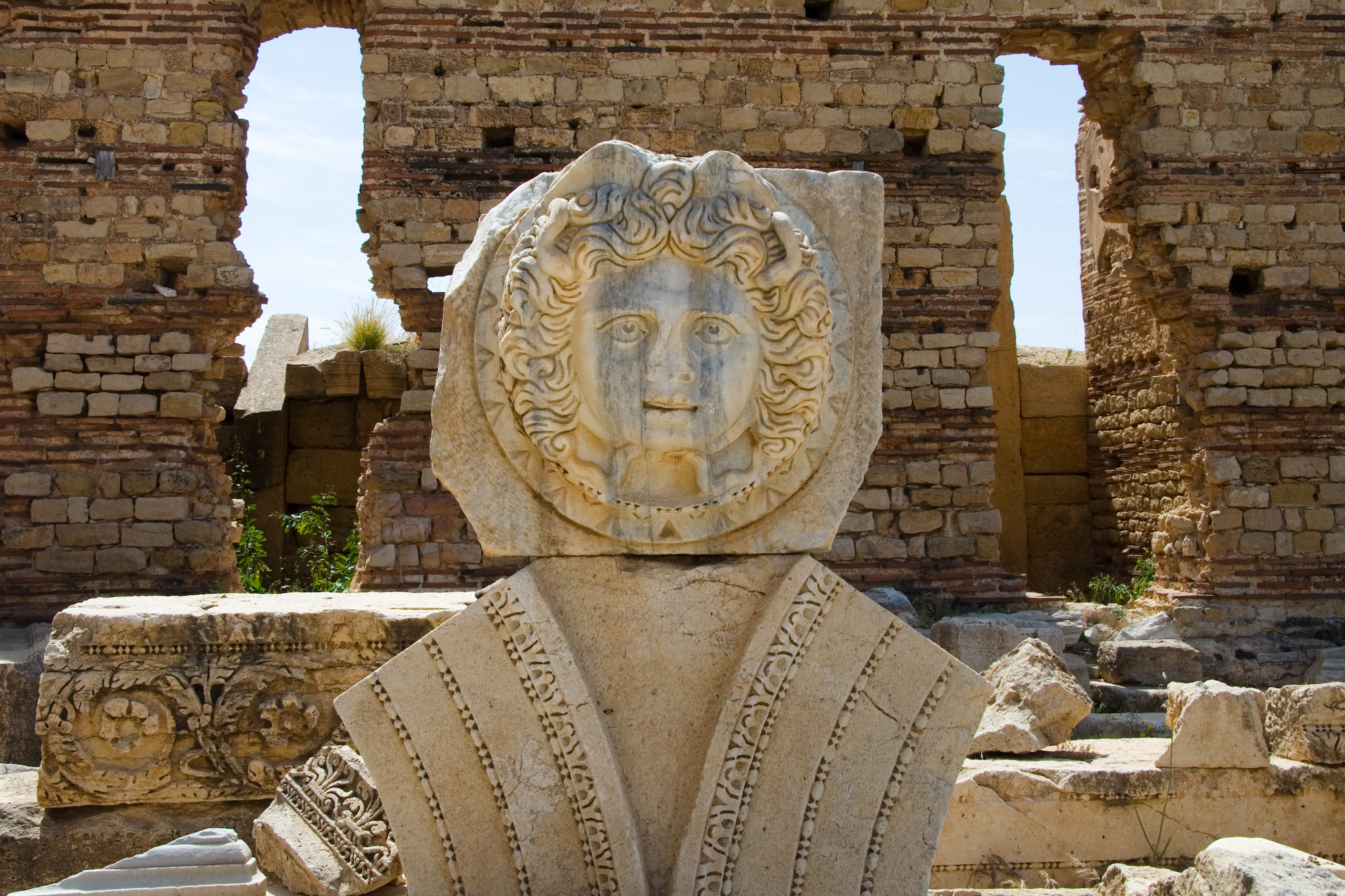 Leptis Magna, an exceptionally well-preserved Roman city.