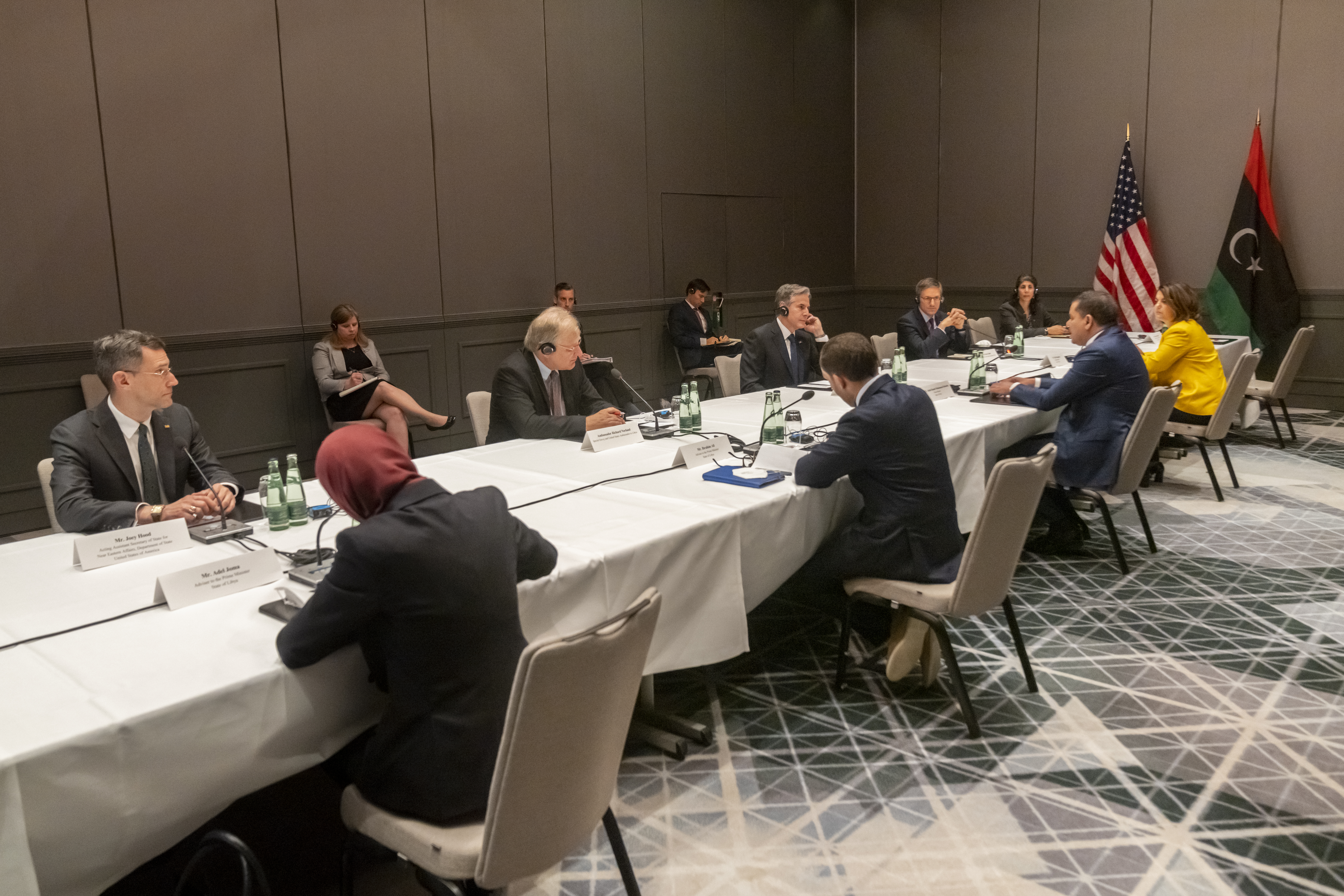 U.S. Secretary of State Antony Blinken meets with Libyan Interim Prime Minister Abdulhamid Dabaiba in Berlin, Germany, June 24, 2021, during international efforts to support Libya's political transition.