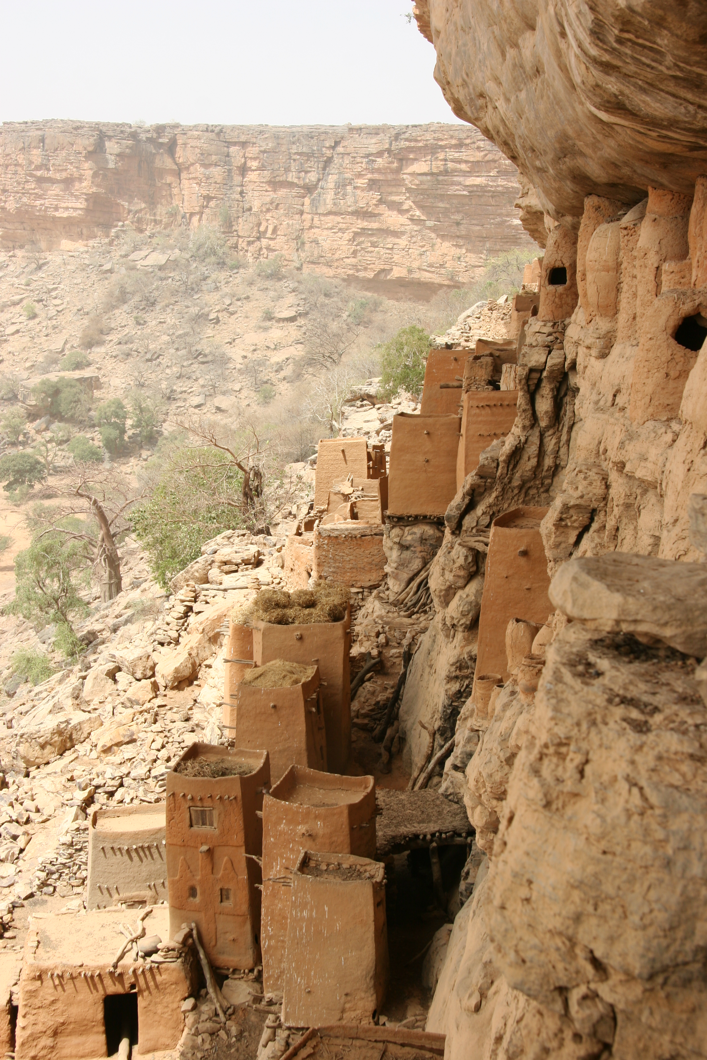 Tempat tinggal orang Dogon yang dibangun di Tebing Bandiagara.