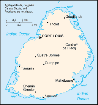 モーリシャス島の略図