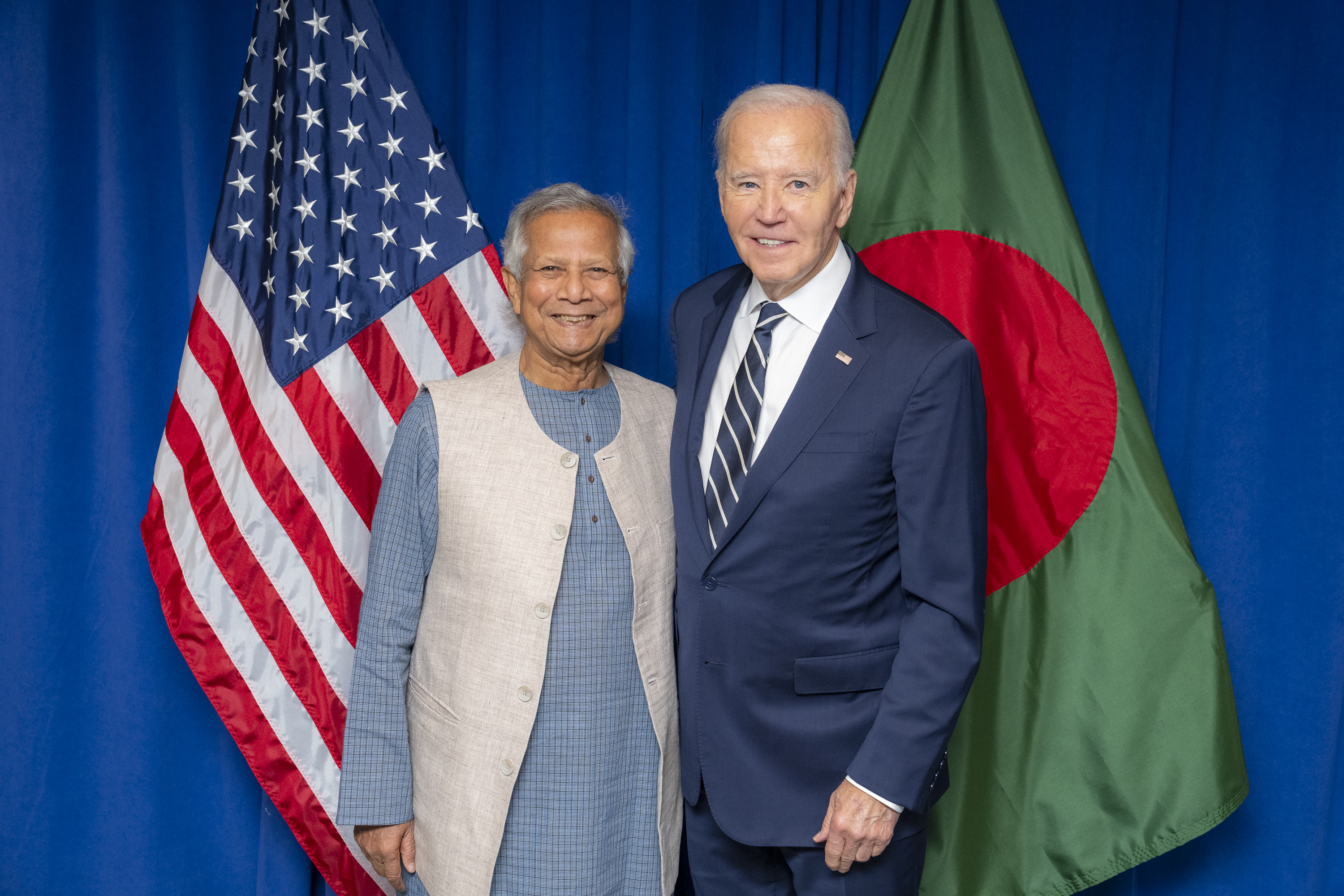 U.S. President Joe Biden with Chief Adviser Muhammad Yunus at the Headquarters of the United Nations in New York City.