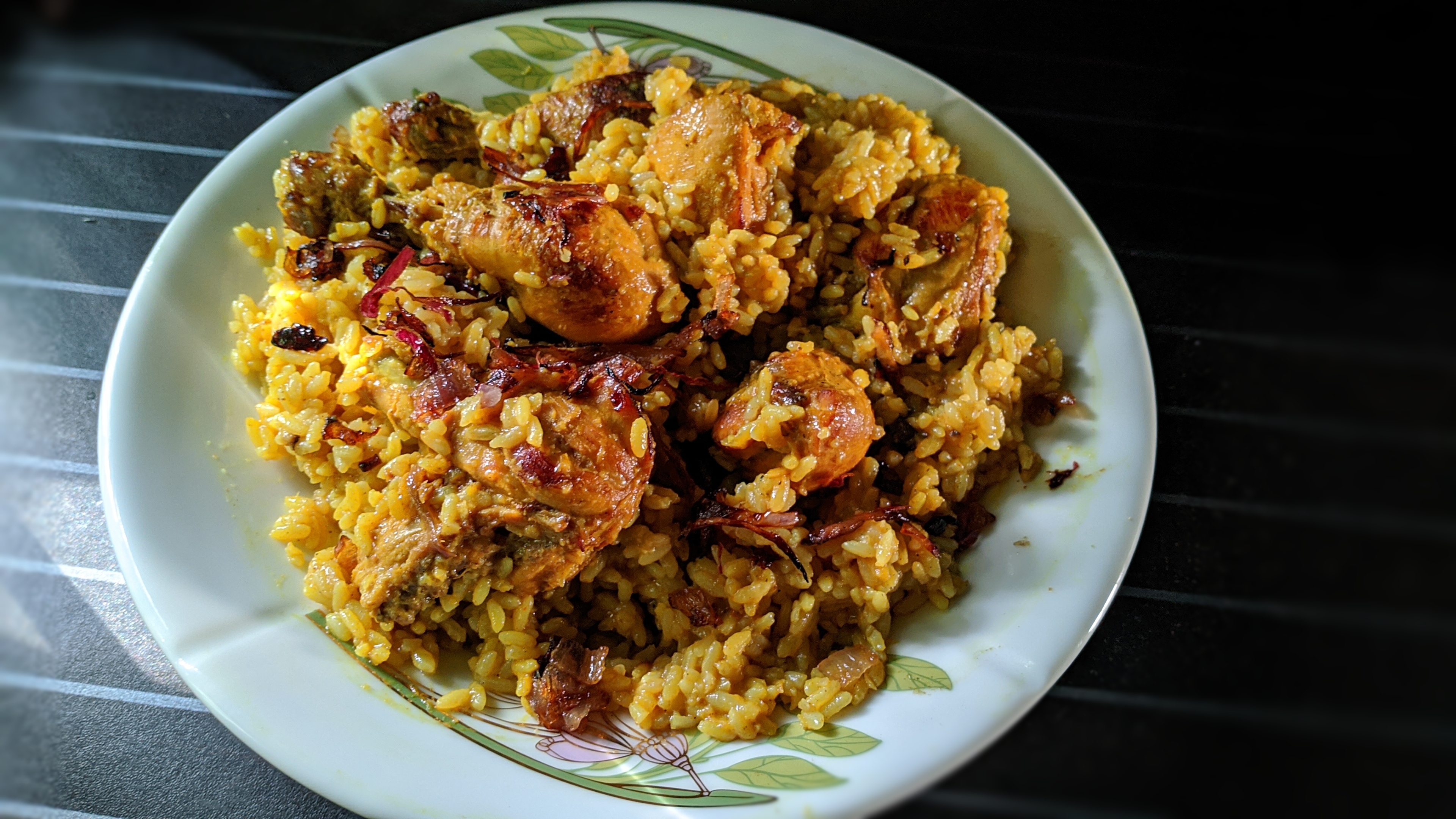 Chicken pilaf (Morog Polao), a traditional festive dish, particularly from Old Dhaka.