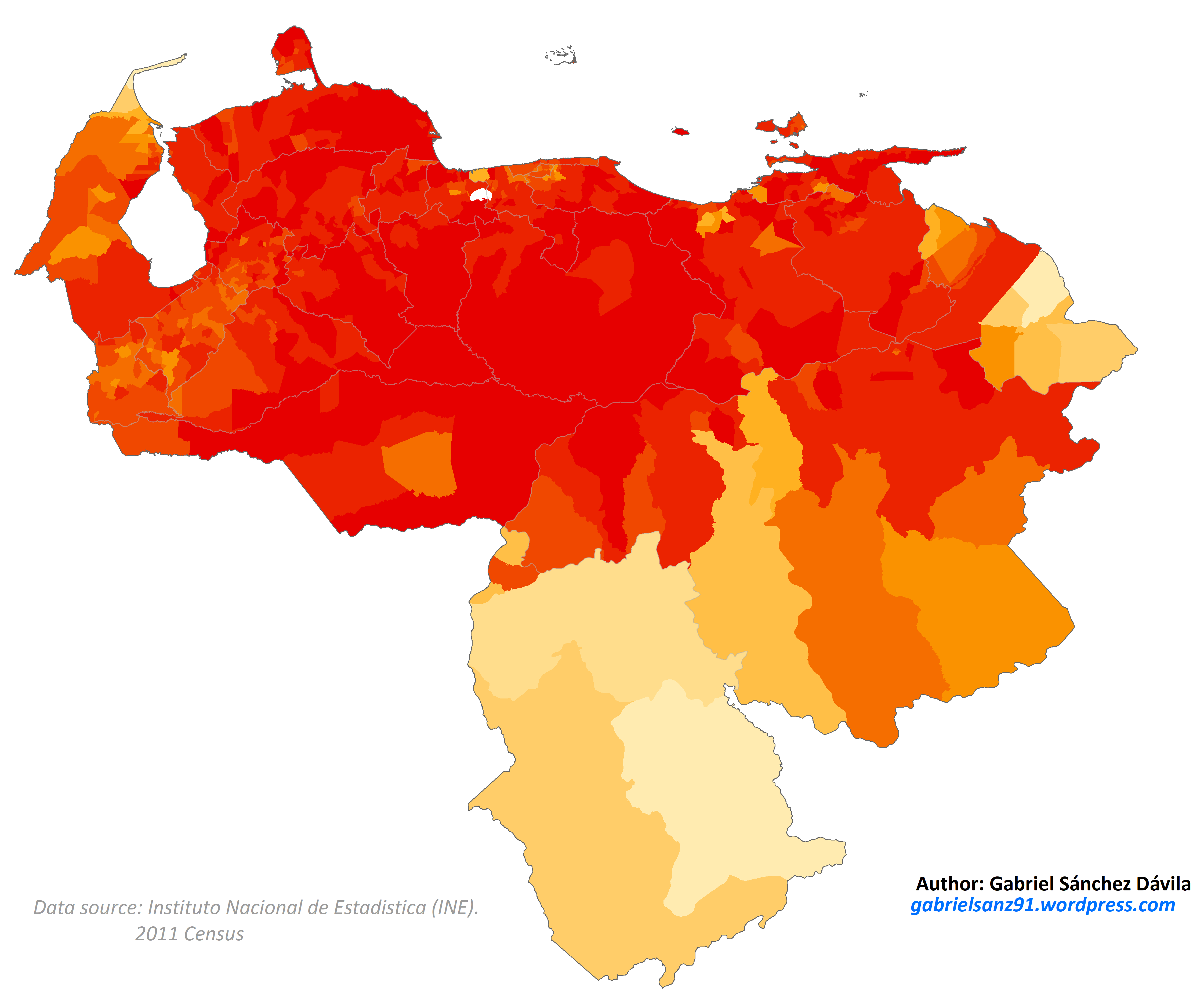 Moreno (Mestizo) population of Venezuela in 2011