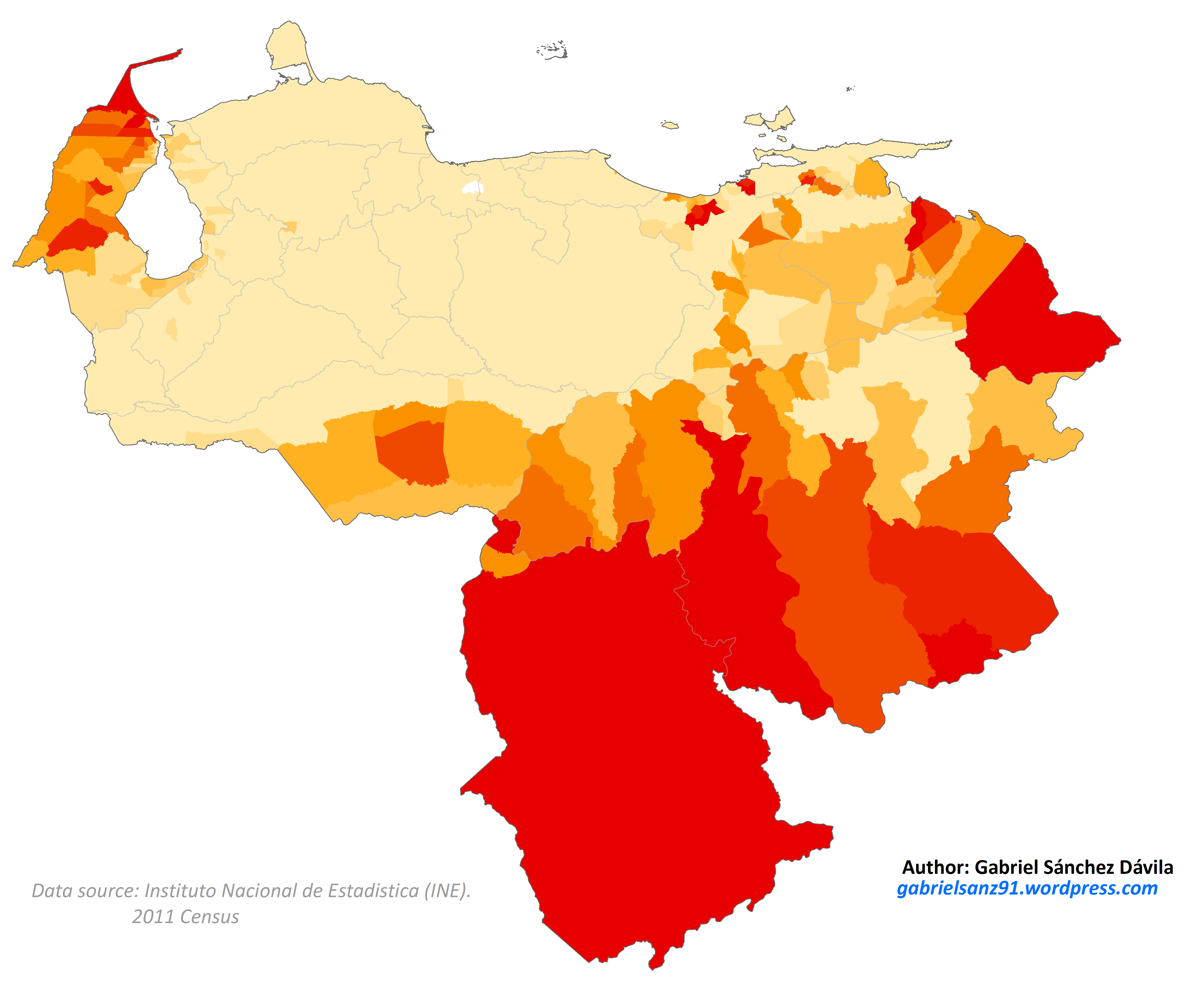 Amerindian population of Venezuela in 2011