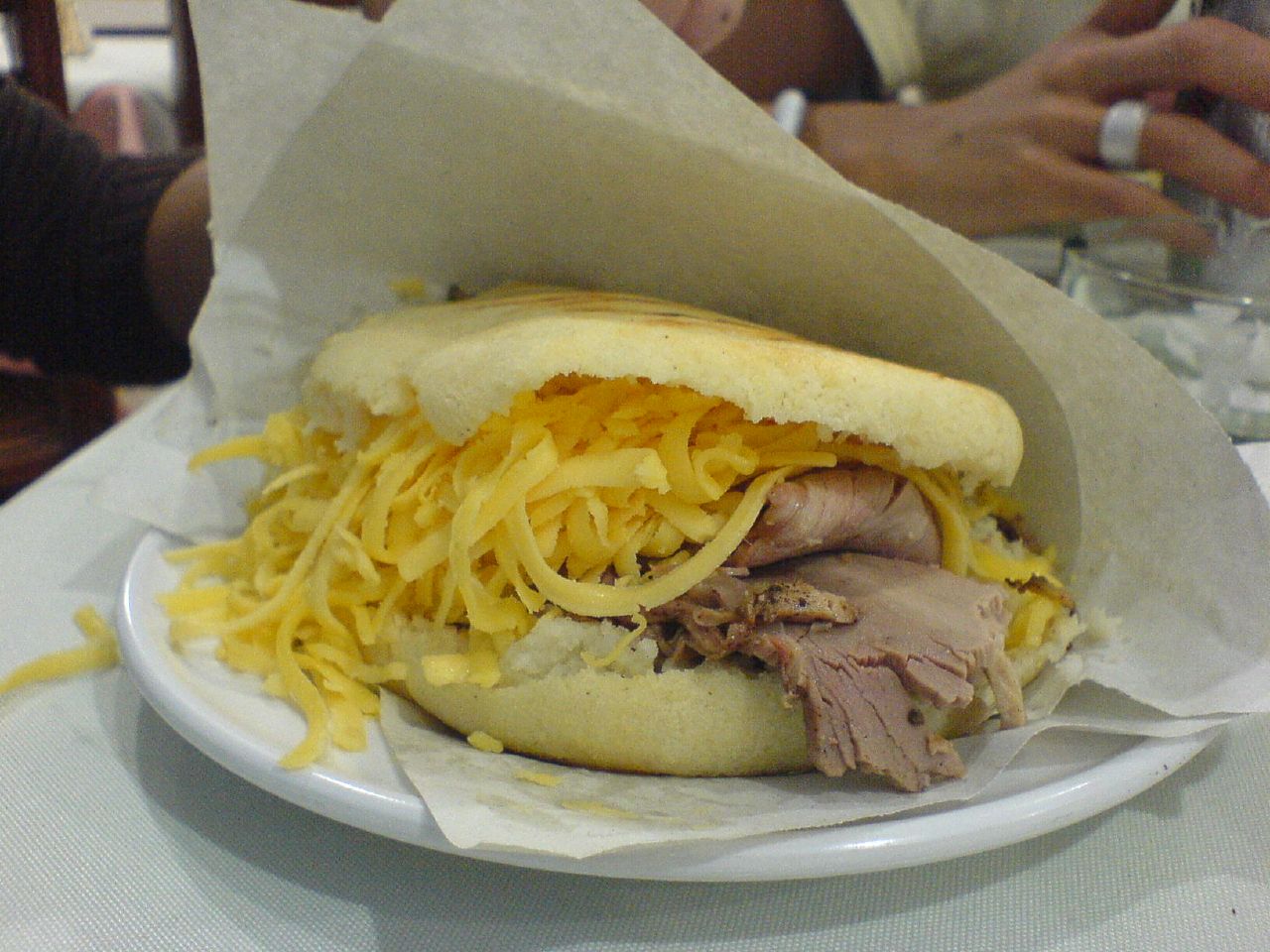 Venezuelan arepa asada.