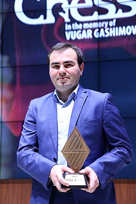 Shakhriyar Mamedyarov (left), a leading Azerbaijani chess grandmaster, at the Shamkir Chess tournament in 2016.
