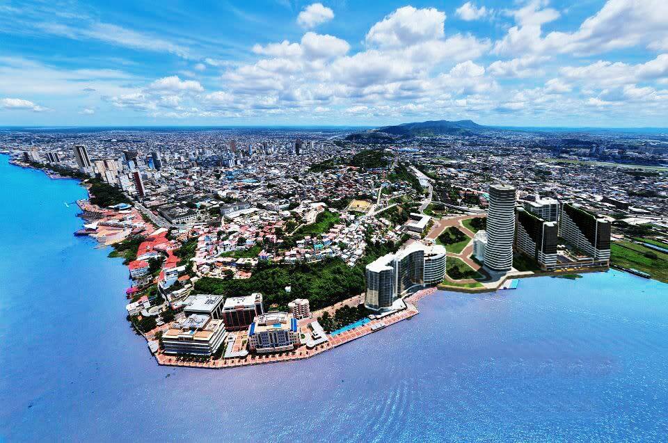 Aerial view of Guayaquil, Ecuador's largest city and main port.