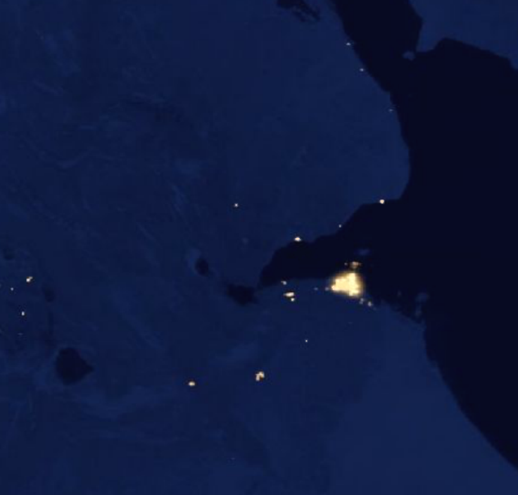 Hình ảnh vệ tinh của Djibouti vào ban đêm.