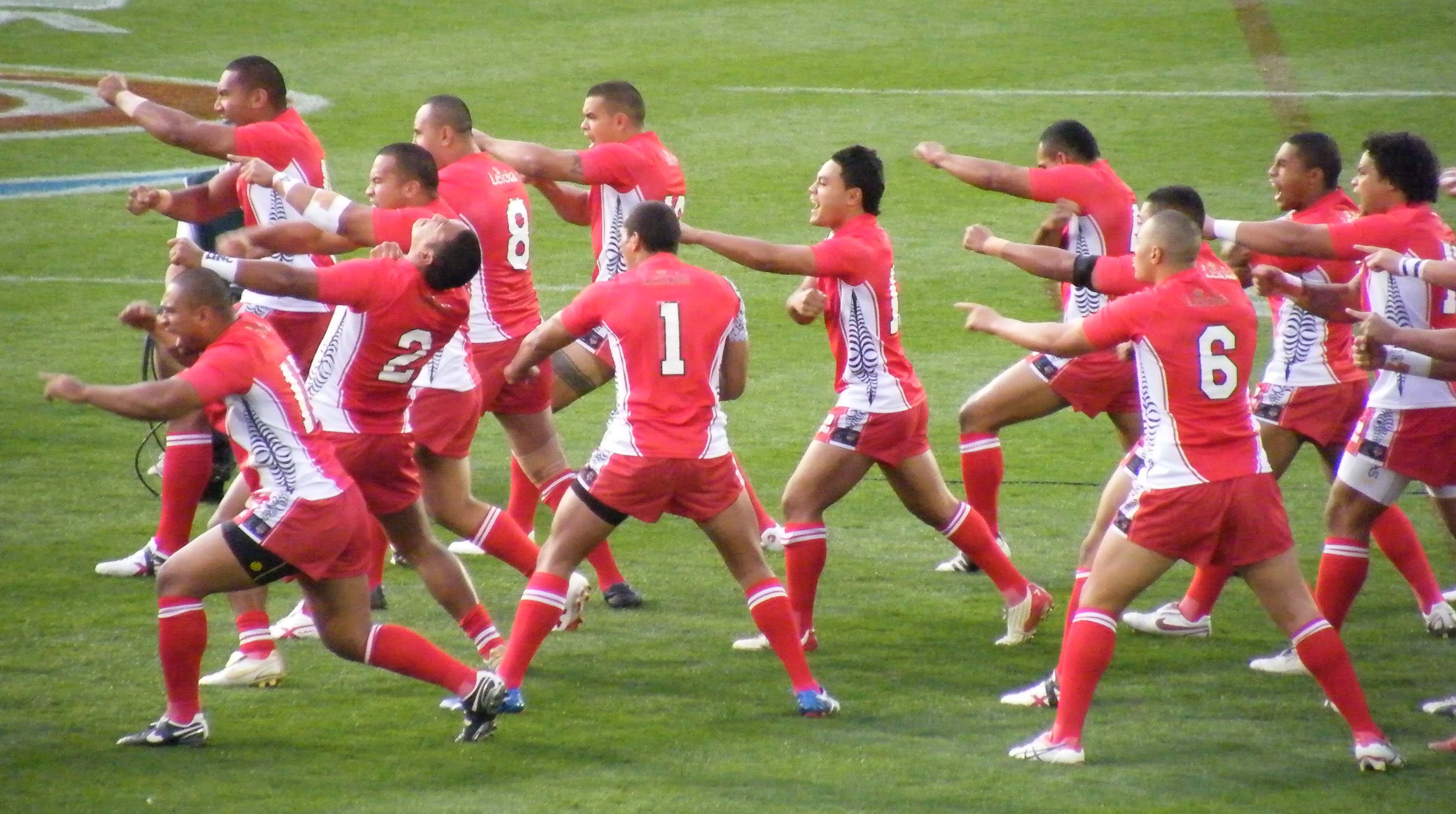 Tim rugbi nasional Tonga melakukan Sipi Tau.