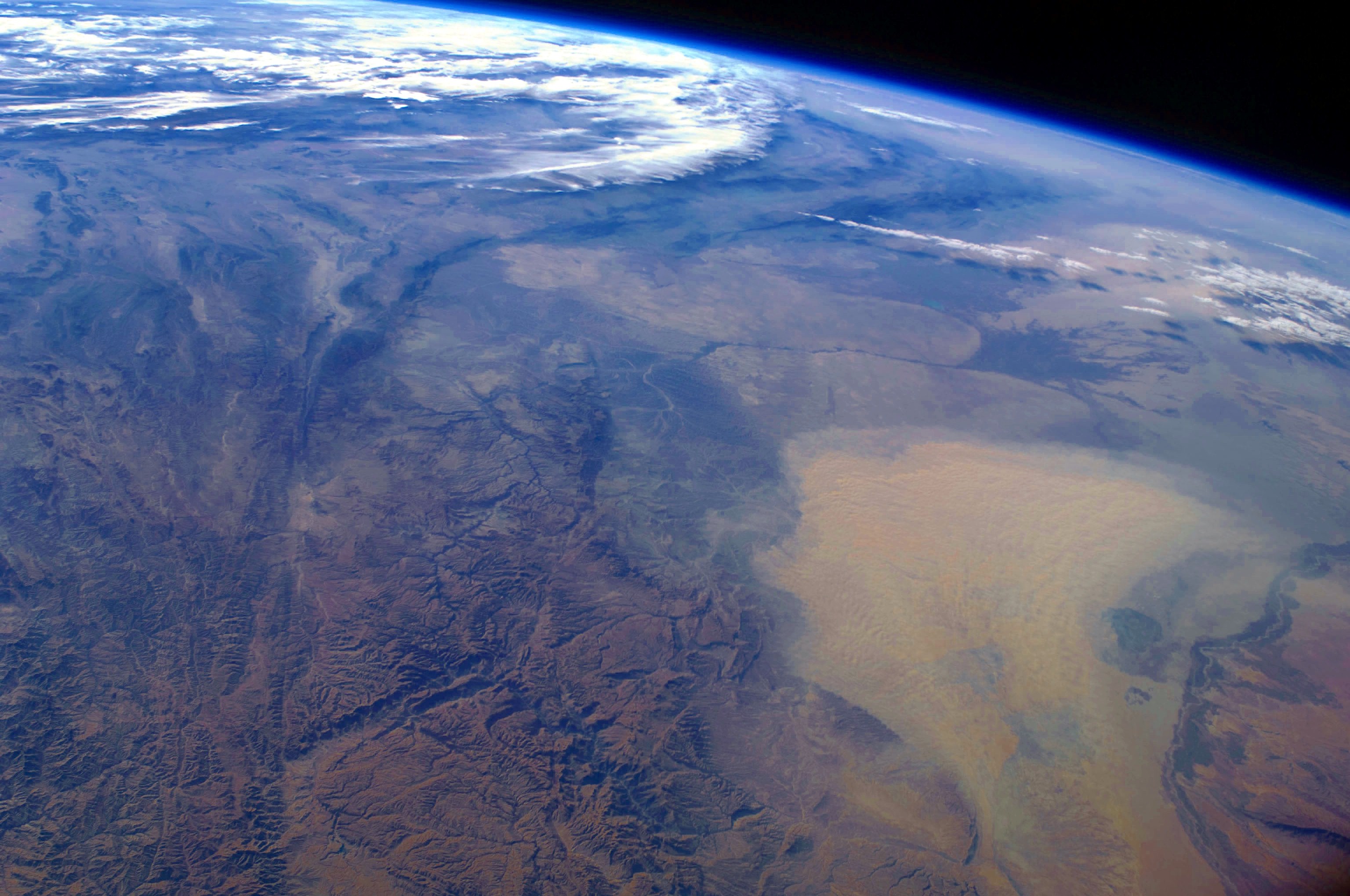 A dust storm over Turkmenistan, illustrating the arid conditions prevalent in much of the country.