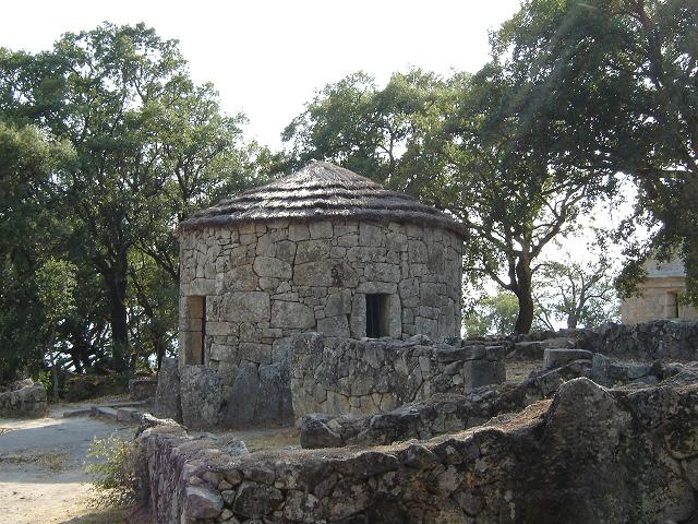 Reconstructed house at Citânia de Briteiros, a hill fort settlement of the Castro culture in northern Portugal.