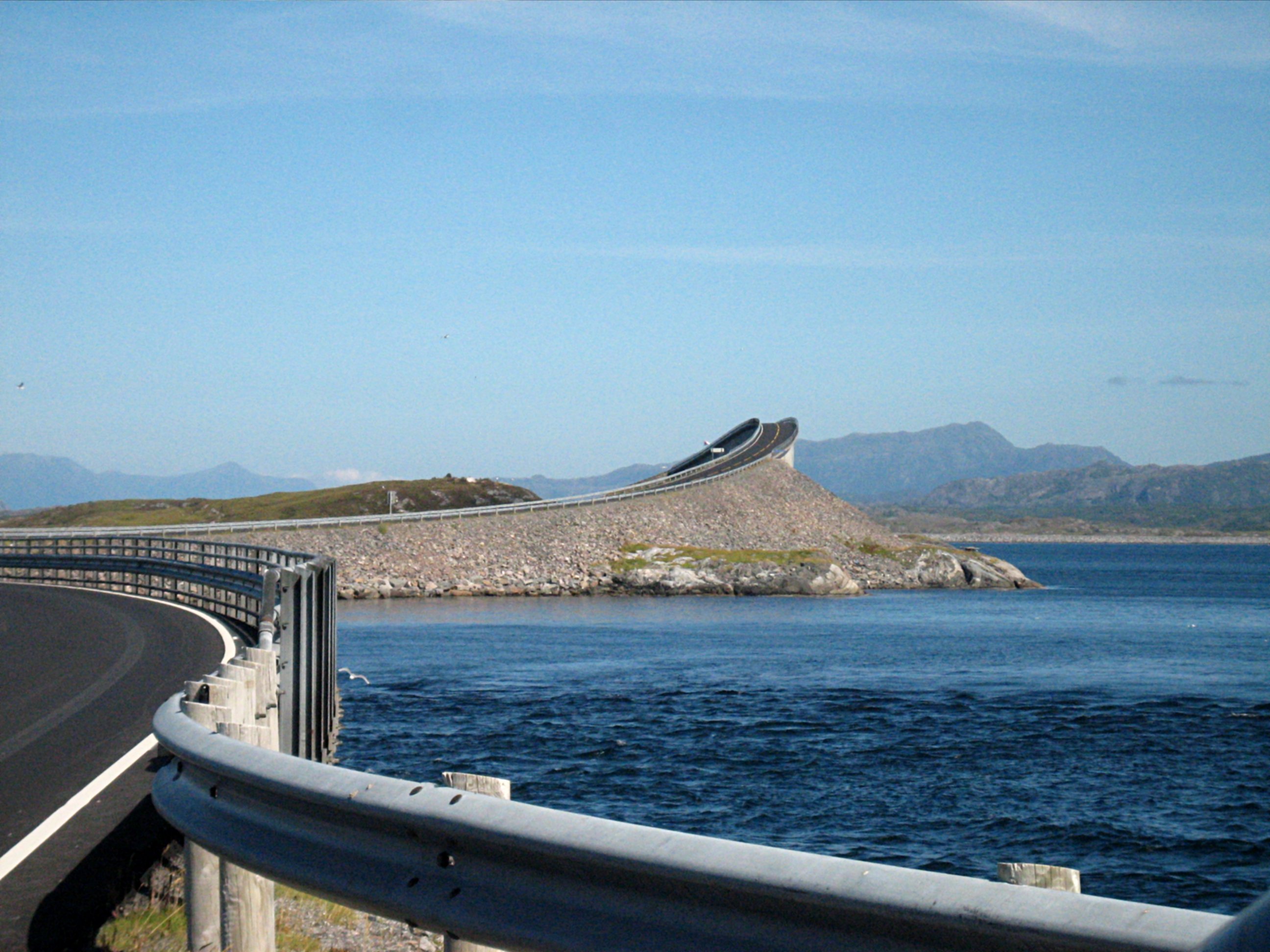 The Atlantic Ocean Road, a scenic national tourist route renowned for its dramatic bridges and coastal views.