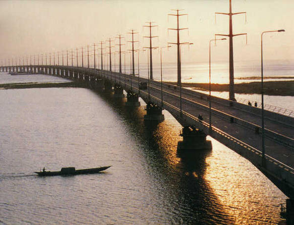 The Jamuna Bridge (Bangabandhu Bridge), a vital road and rail link across the Jamuna River.