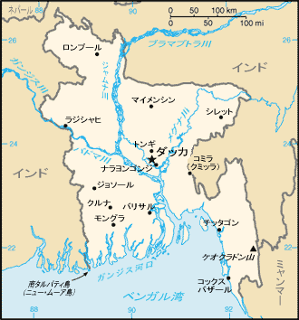 バングラデシュの地図。