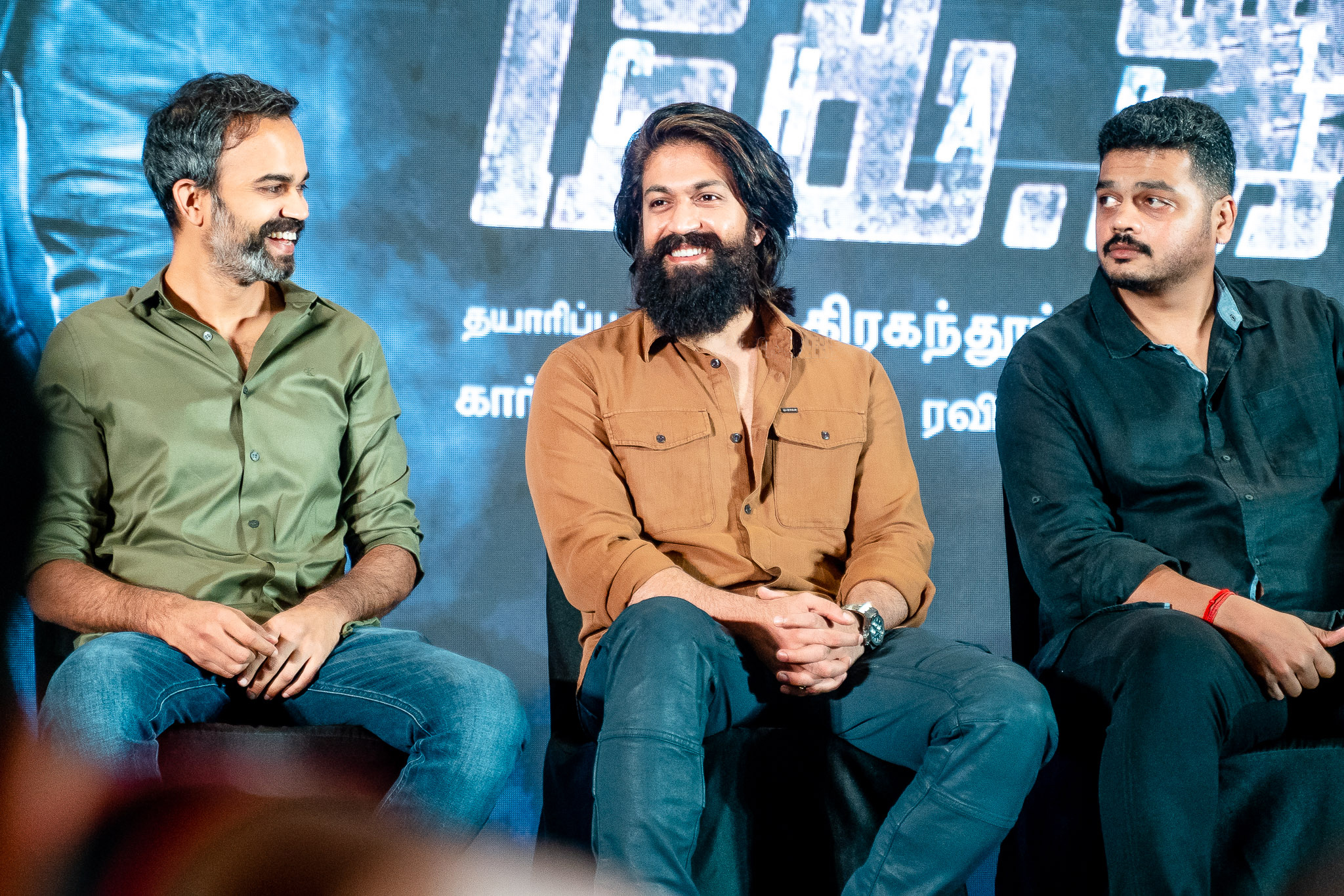 Yash with director Prashanth Neel during K.G.F: Chapter 2 promotions in Chennai (2022).