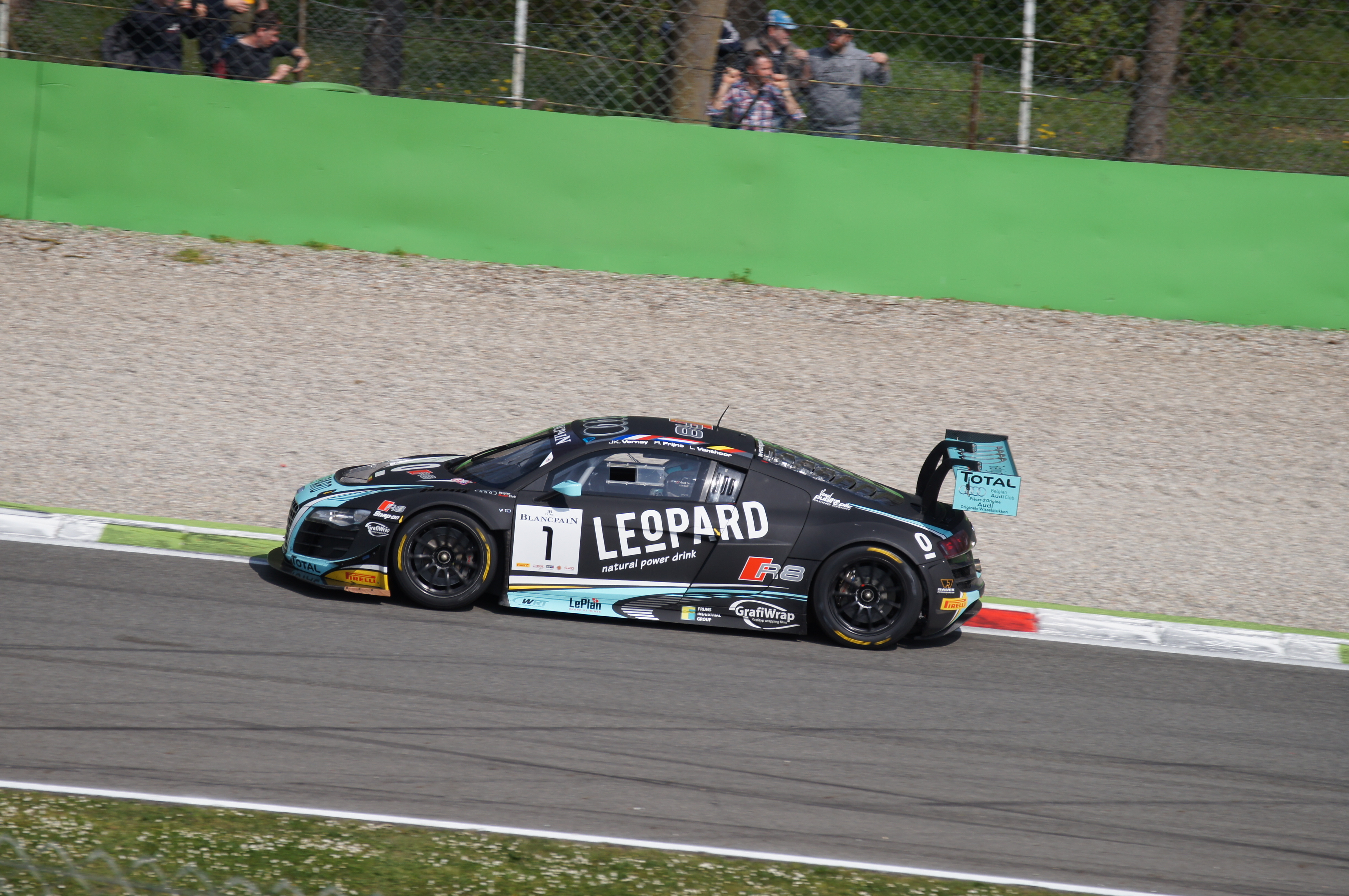 The #31 Audi R8 LMS driven by Frijns, Laurens Vanthoor and Jean-Karl Vernay at the 2015 3 Hours of Monza in the Blancpain Endurance Series