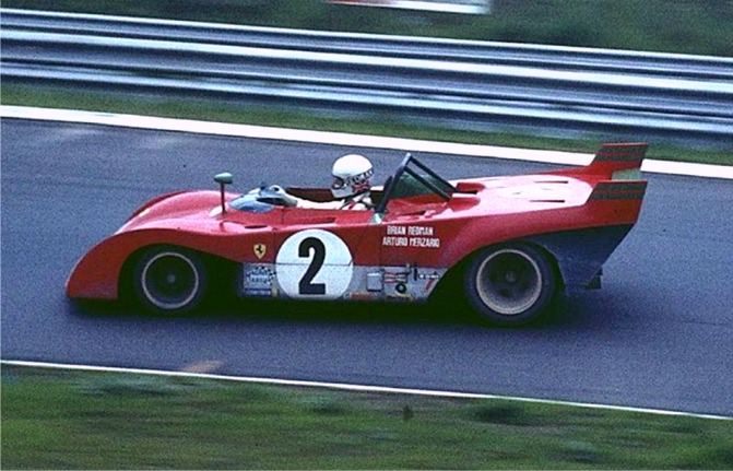 ニュルブルクリンクでフェラーリ・312PBをドライブするレッドマン(1972年)