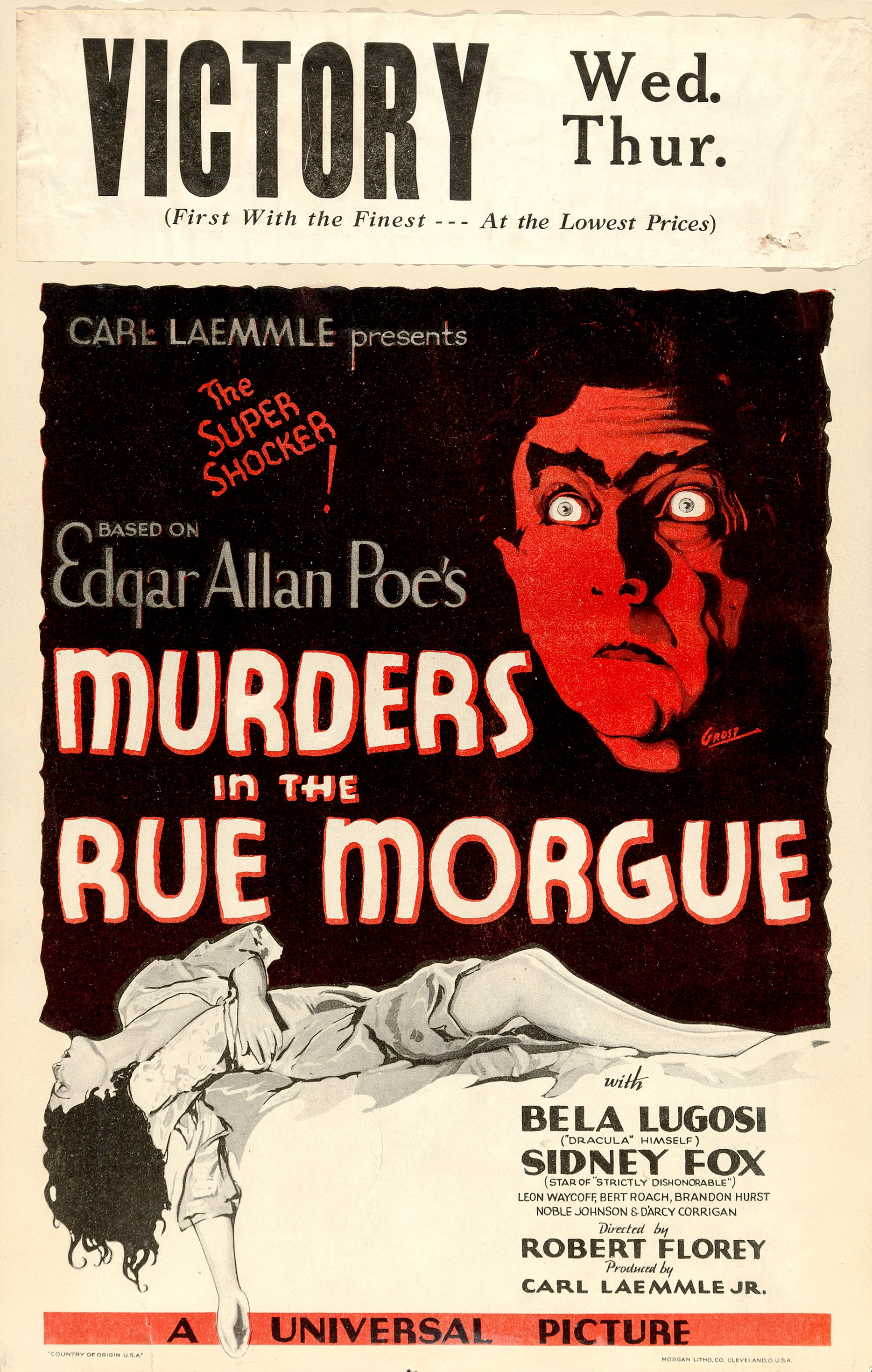 Murders in the Rue Morgue, window card