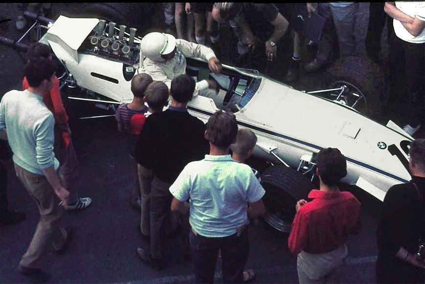 Hubert Hahne in a Lola-BMW Formula 2 car at the Nürburgring in 1968