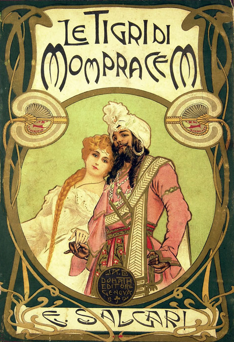 1900년 《Le tigri di Mompracem이탈리아어》 표지 (알베르토 델라 발레 삽화)