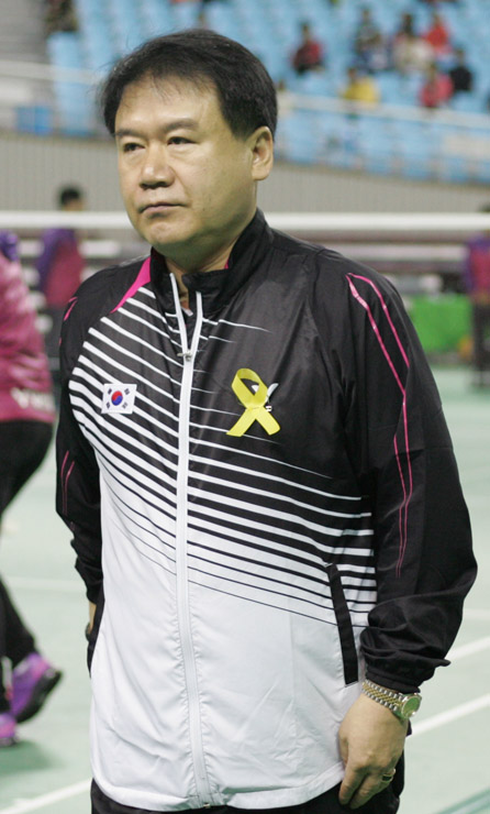 이득춘이 2014년 김천에서 열린 배드민턴 아시아 선수권 대회에 참가하고 있는 모습.